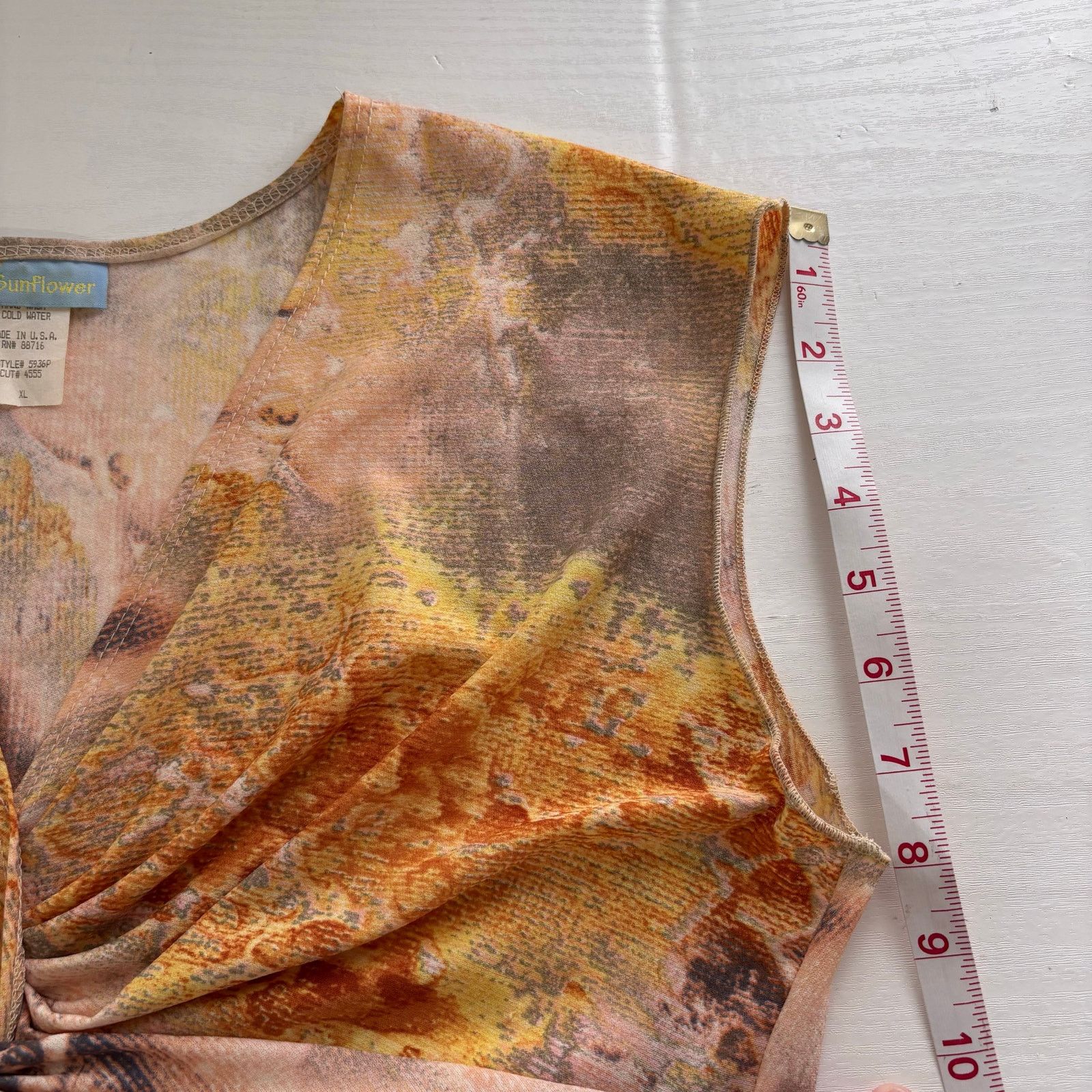 Sunflower Sunflower Earth Tone Abstract Twist Front Cap Sleeve Top XL Size XL / US 12-14 / IT 48-50 - 5 Thumbnail