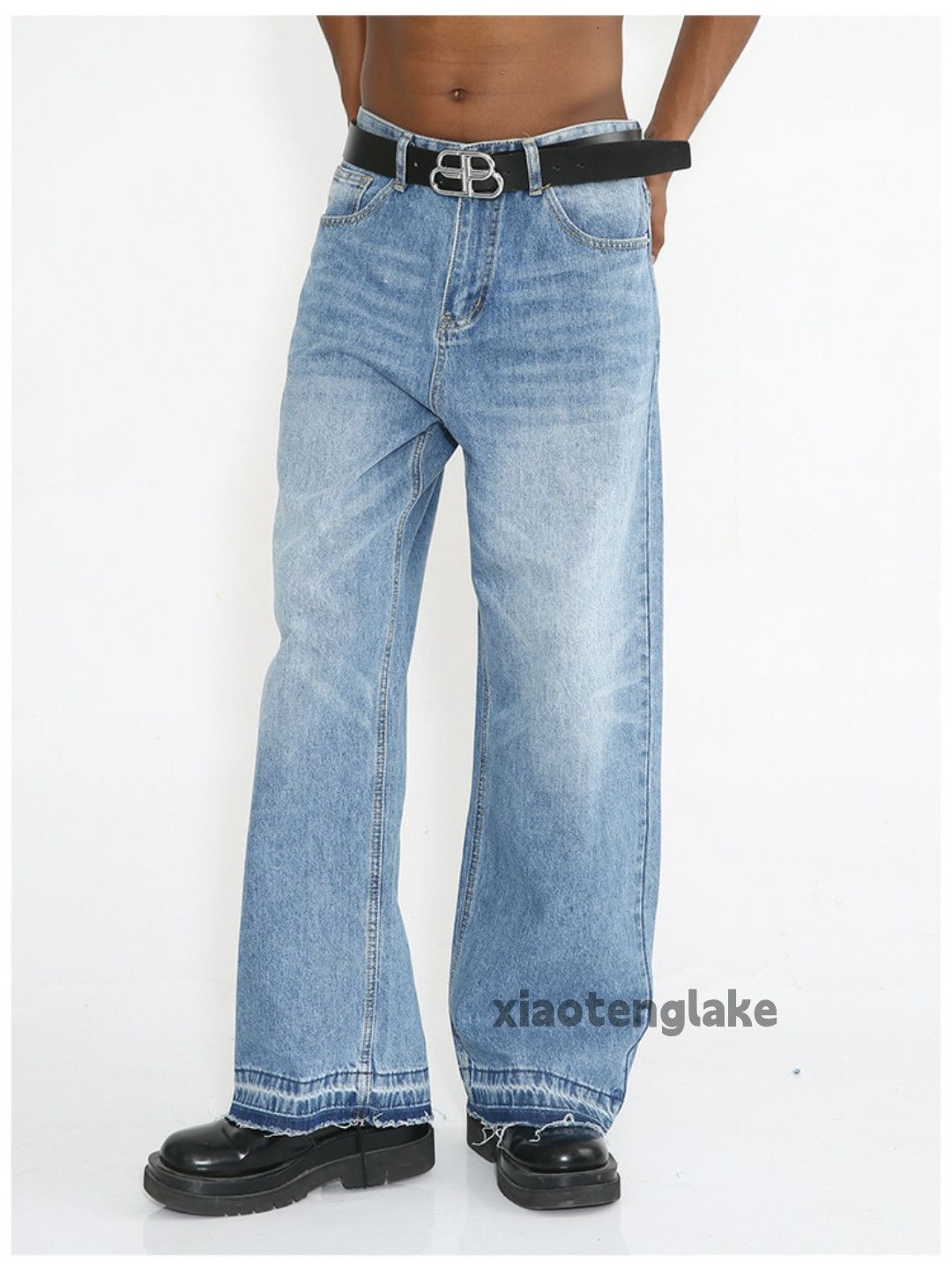 Jean Unisex washed faded loose baggy hiphop y2k jeans Size US 32 / EU 48 - 7 Thumbnail