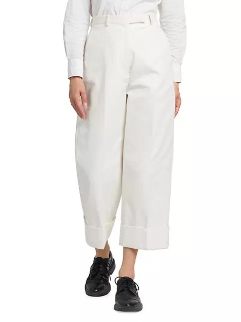 Thom Browne o1s22i1n0924 Cropped Wide Leg Jeans in White Size 27" / US 4 / IT 40 - 3 Thumbnail