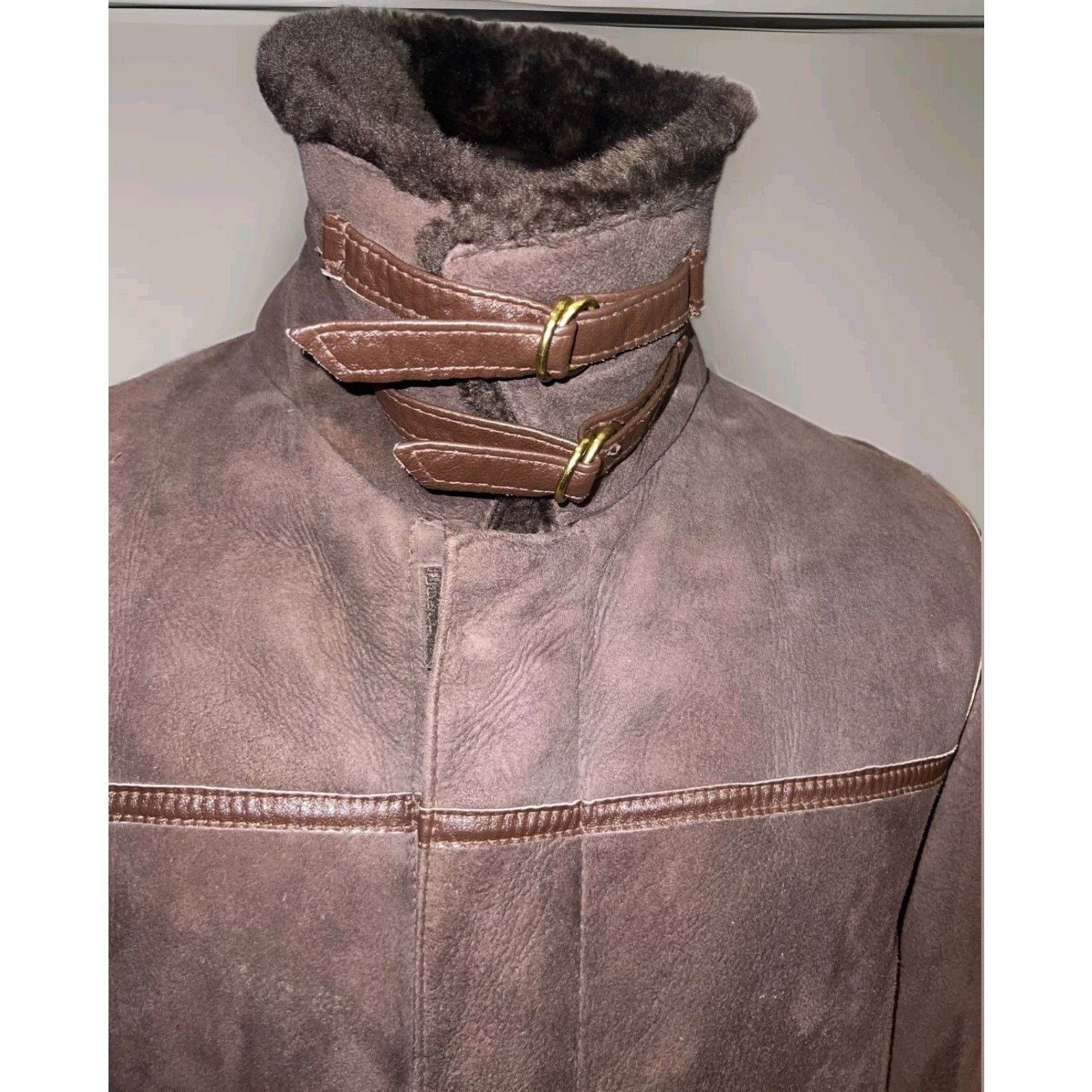 Sawyer of Napa Mens Sawyer Brown Shearling Leather Coat Jacket Size 40 Size US M / EU 48-50 / 2 - 3 Thumbnail