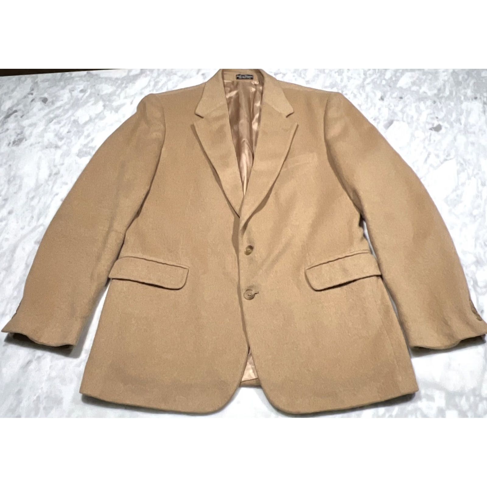 Vintage VINTAGE J.G. Hook Blazer Men's Large Camel Fabric Woven Hungary Size 42R - 2 Thumbnail