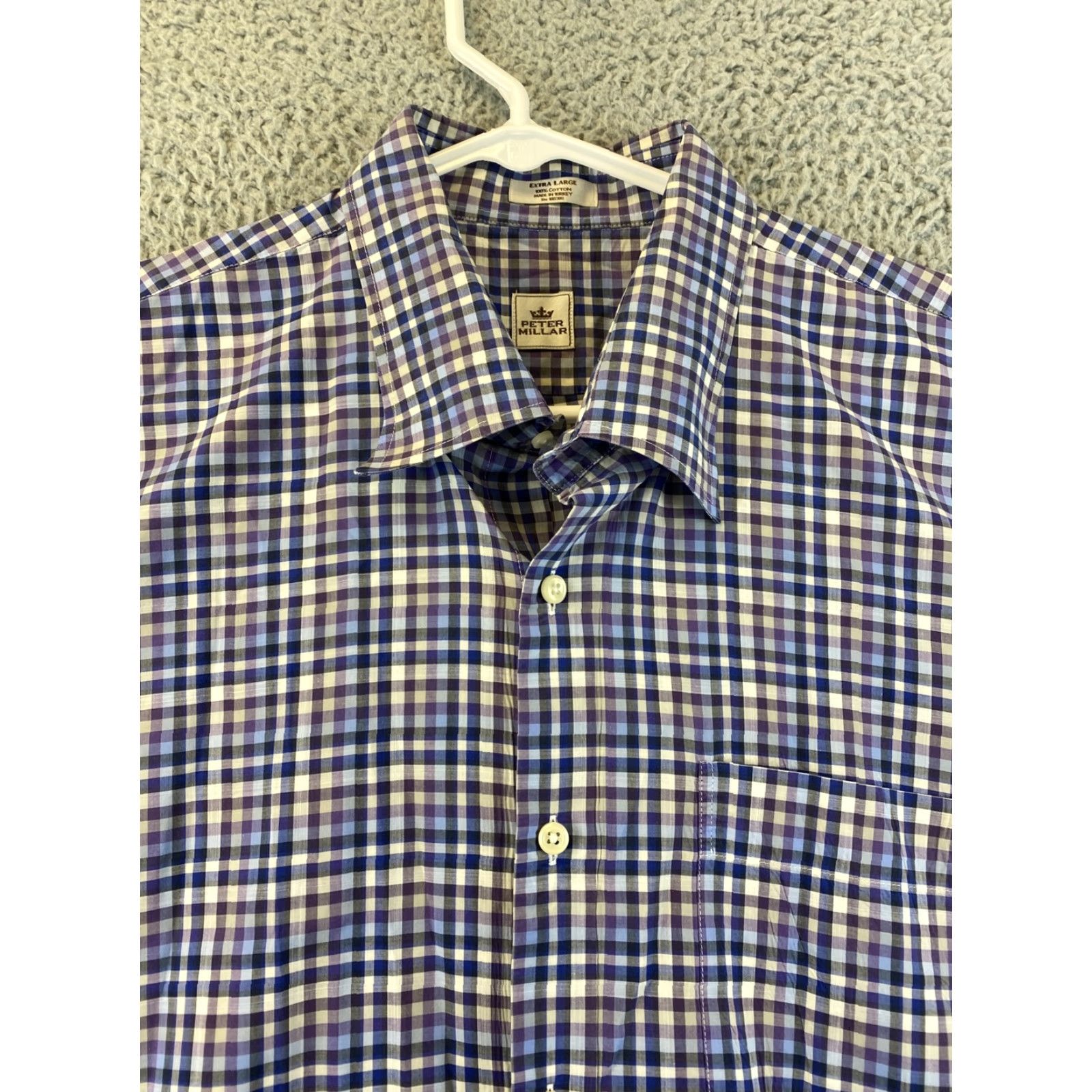 Peter Millar Peter Millar Button-Up Shirt Mens XL Purple Checkered Dress Shirt / 79-13 Size 46R - 4 Thumbnail