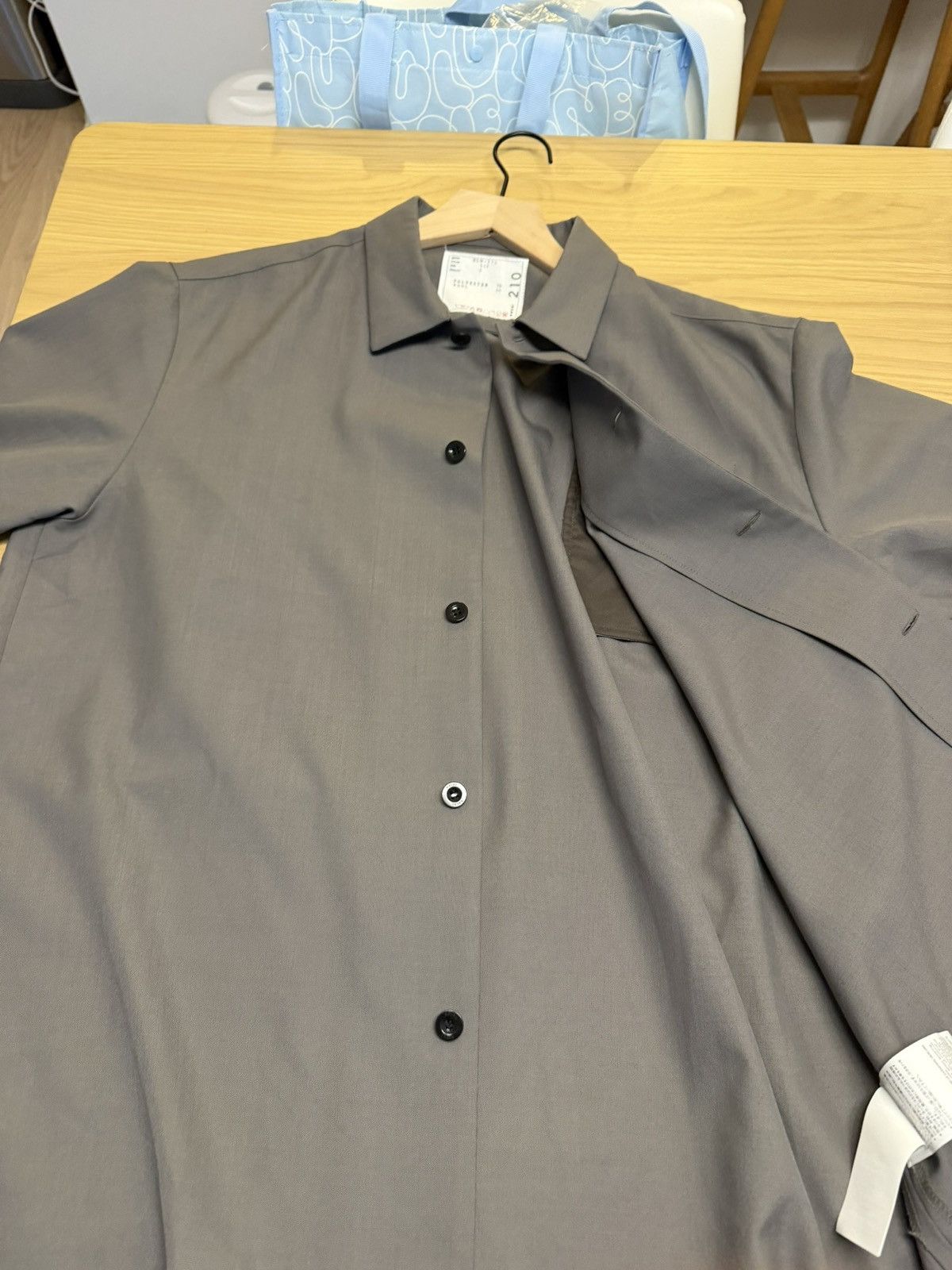 Sacai Sacai Short Sleeve Button-Up Suiting Shirt Grey Wool Blend Size US L / EU 52-54 / 3 - 6 Thumbnail