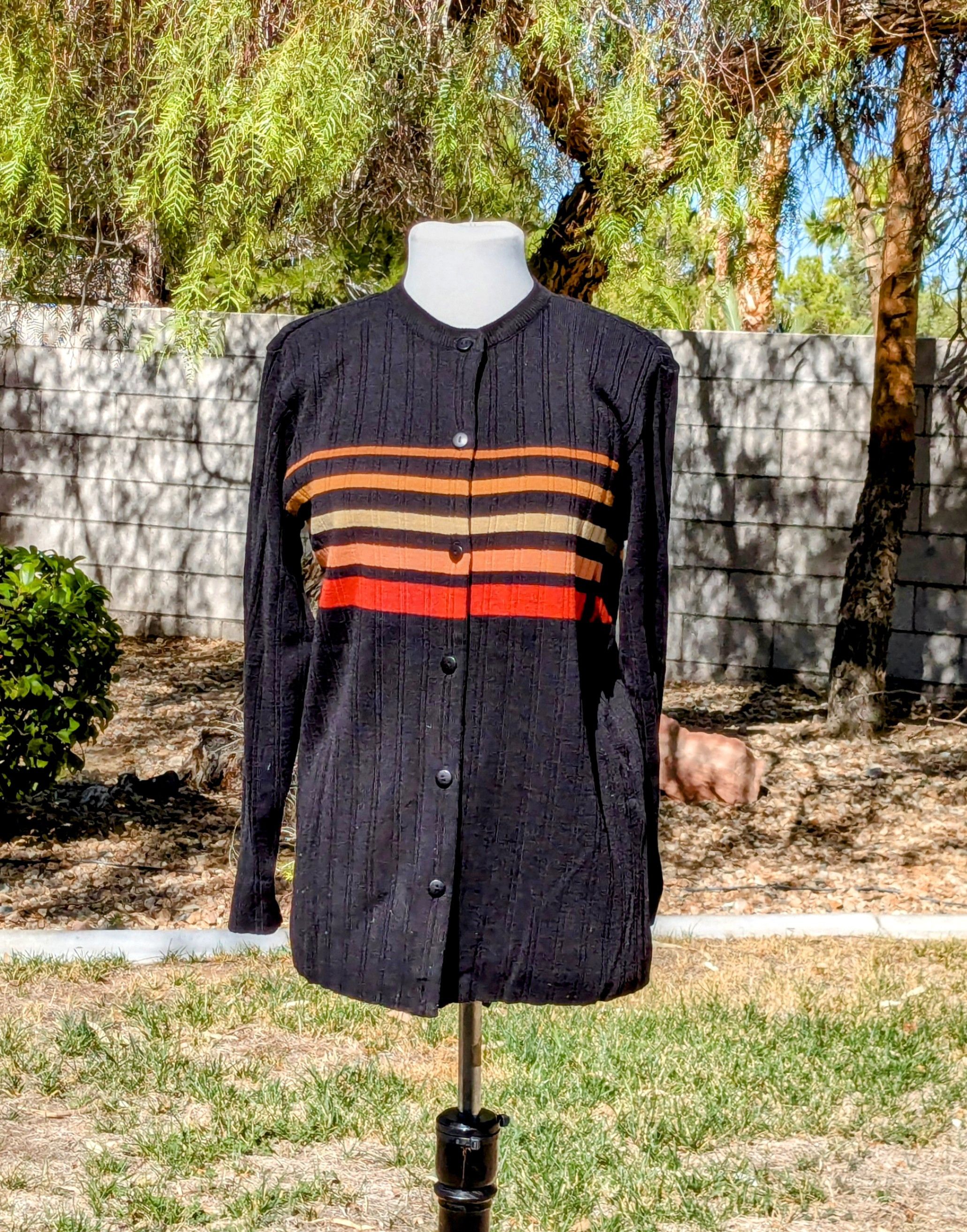 Other VTG Adolfo Striped Lamb's Wool/Acrylic Cardigan Sweater Size S / US 4 / IT 40 - 1 Thumbnail