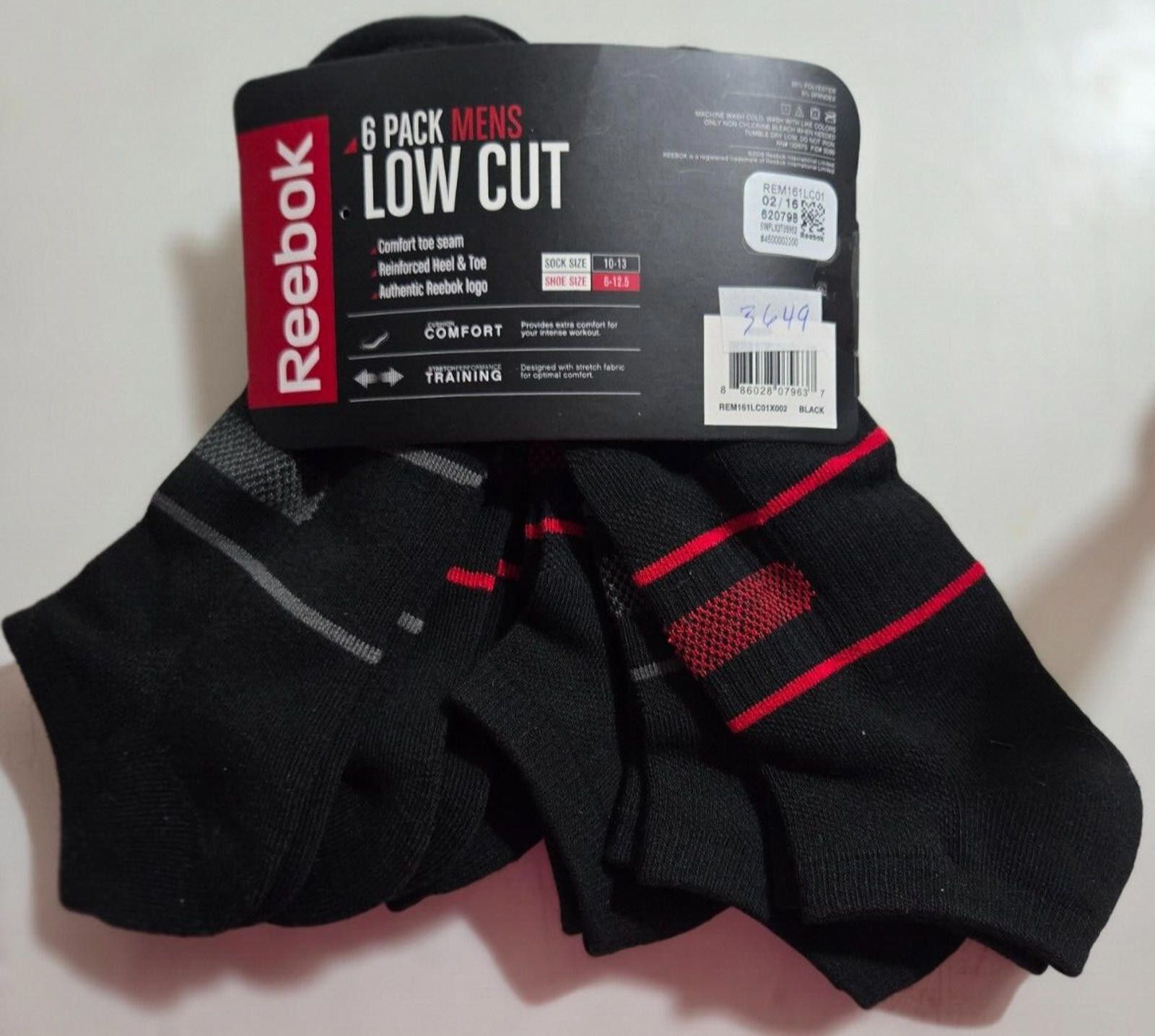 Reebok Men's Reebok Low Cut Socks Black Red Gray Reinforced Toe NWT Size ONE SIZE - 4 Thumbnail