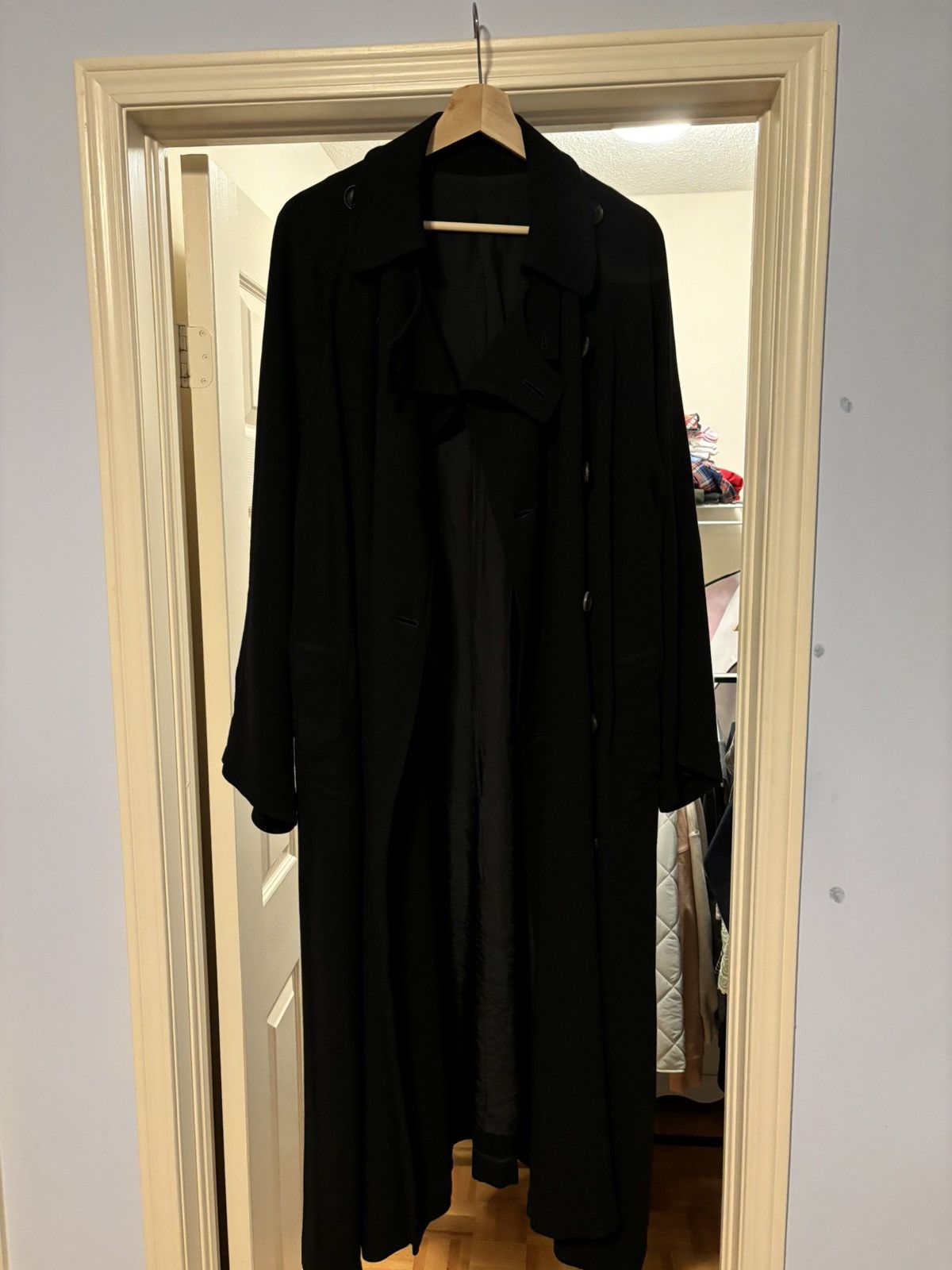 image of Ys Y’S Laine Wool Long Coat in Black, Men's (Size Large)