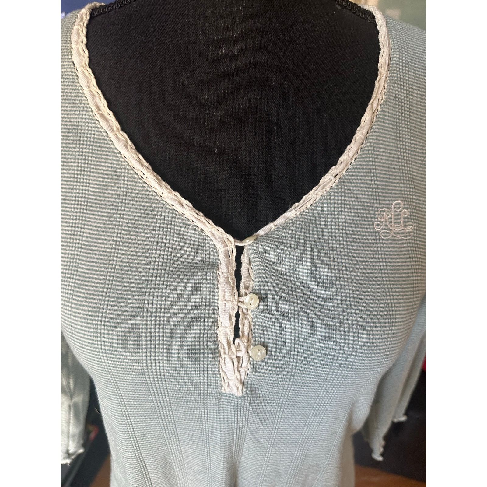 Lauren Ralph Lauren Lauren Ralph Lauren BlueWaffle Knit Nightshirt Lounge Soft Size ONE SIZE - 2 Thumbnail