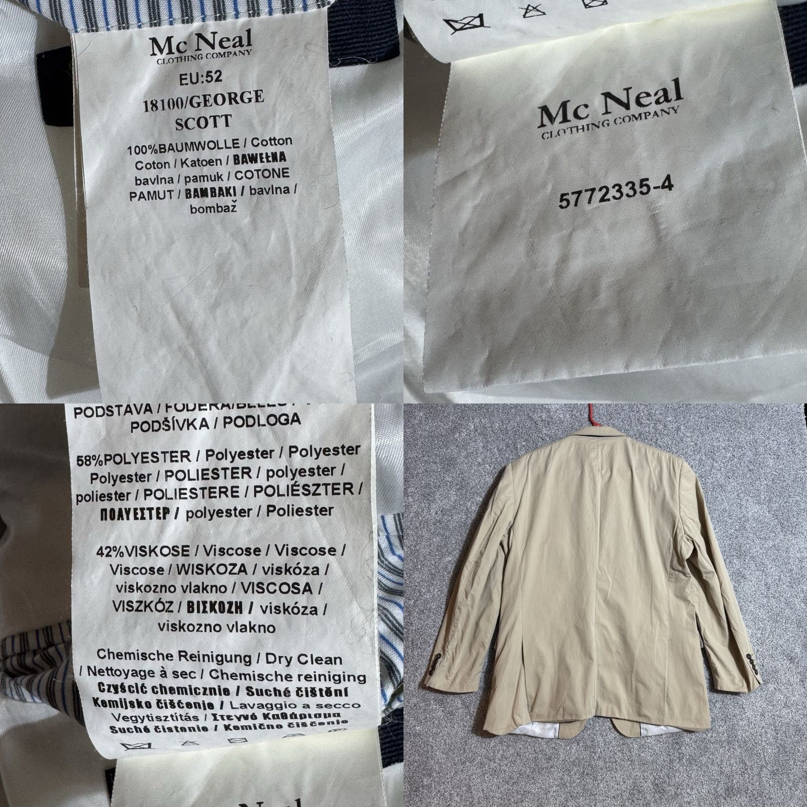 Vintage McNeal Blazer Mens US 42 EU 52 Minimalist European Business Casual Preppy Lined Size 42R - 8 Thumbnail