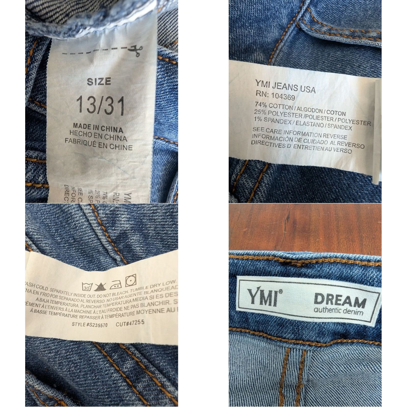 Vintage YMI Dream Denim High Rise Button Fly Raw Hem Shorts Size 13/31 Medium Wash EUC Womens Shorts Size 34" / US 12 / IT 48 - 8 Thumbnail