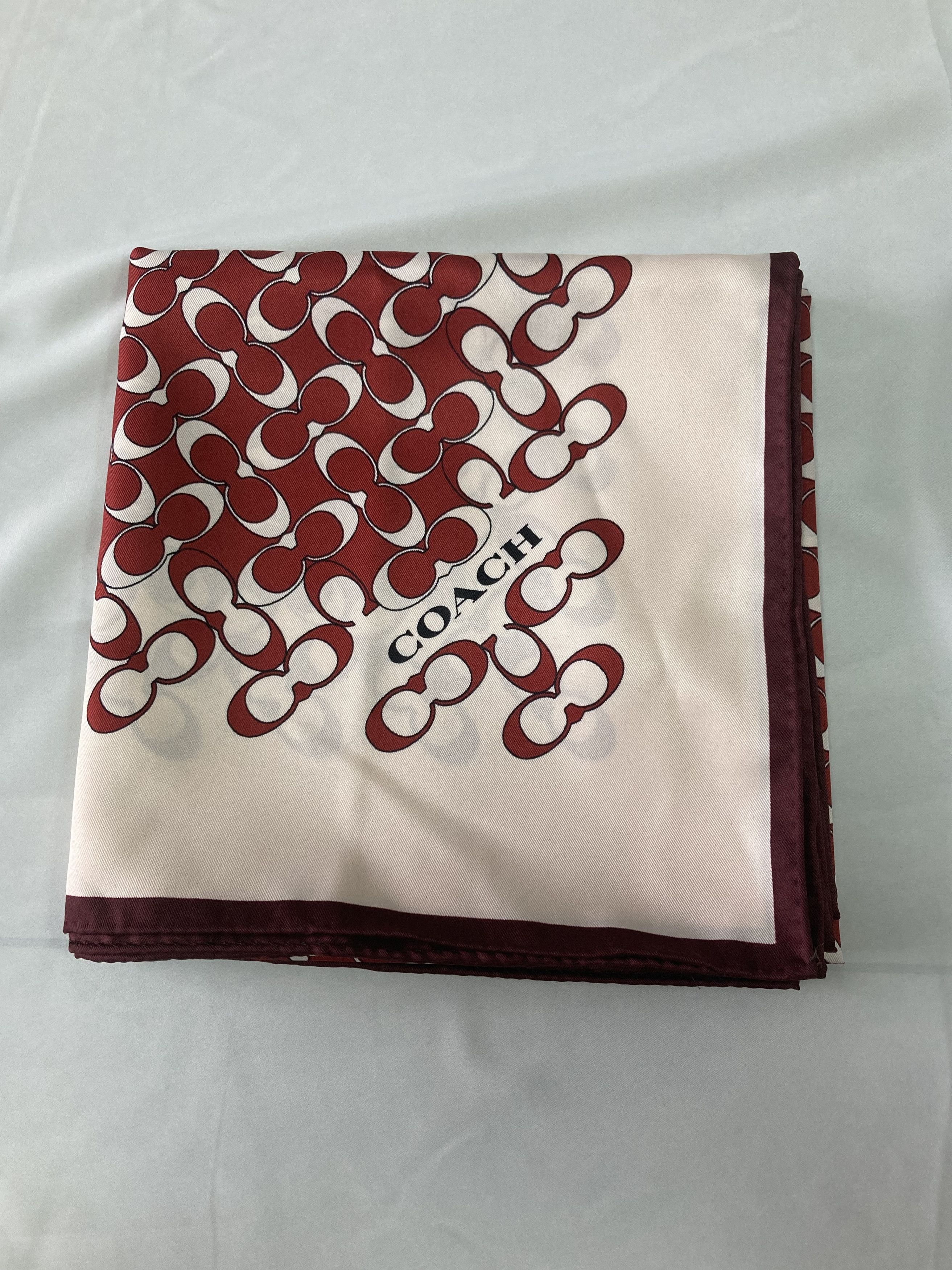 Coach Coach Signature Silk Square Scarf Red/Violet Size ONE SIZE - 8 Thumbnail