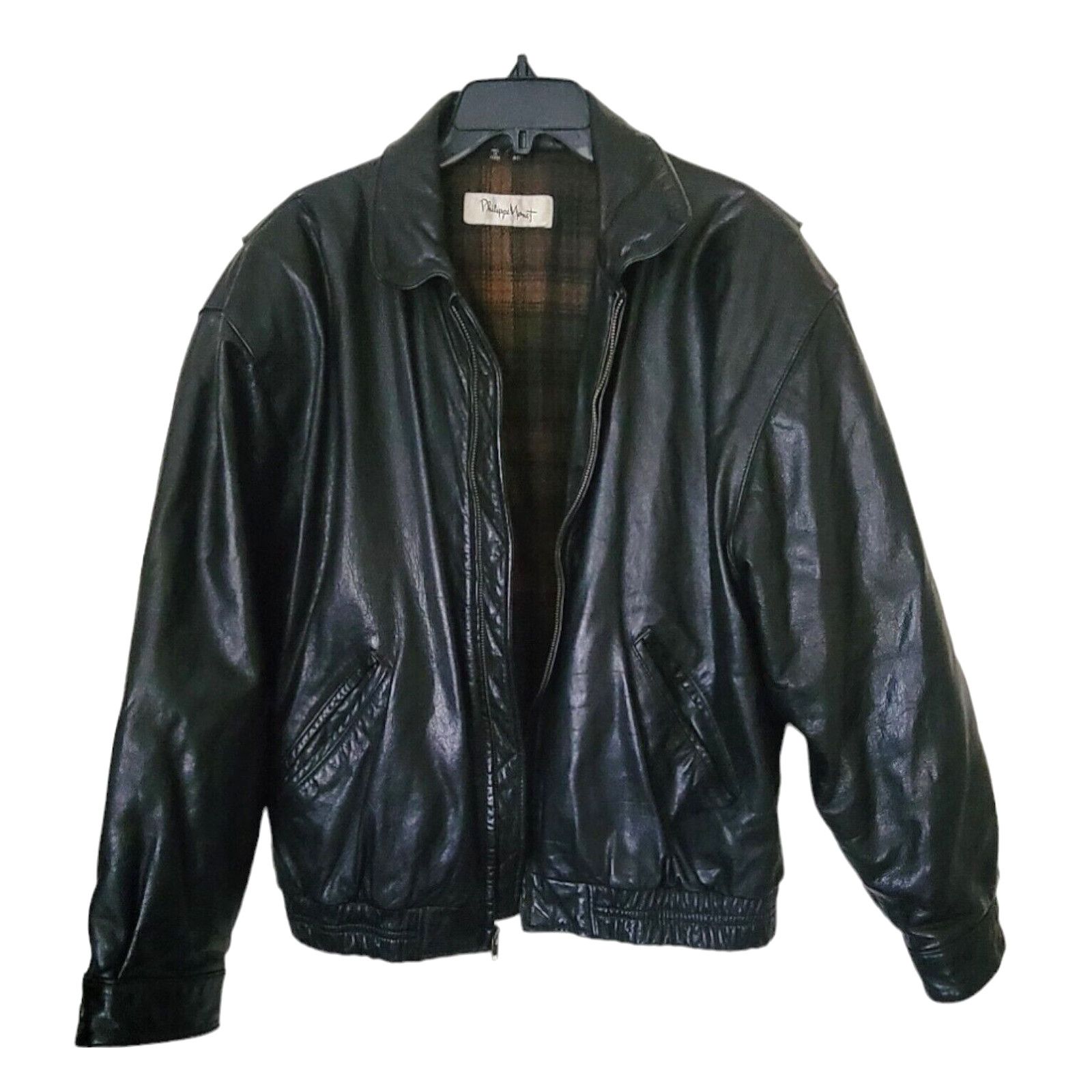 Philippe Monet Vintage Leather Men Jacket Buffalo Size 40