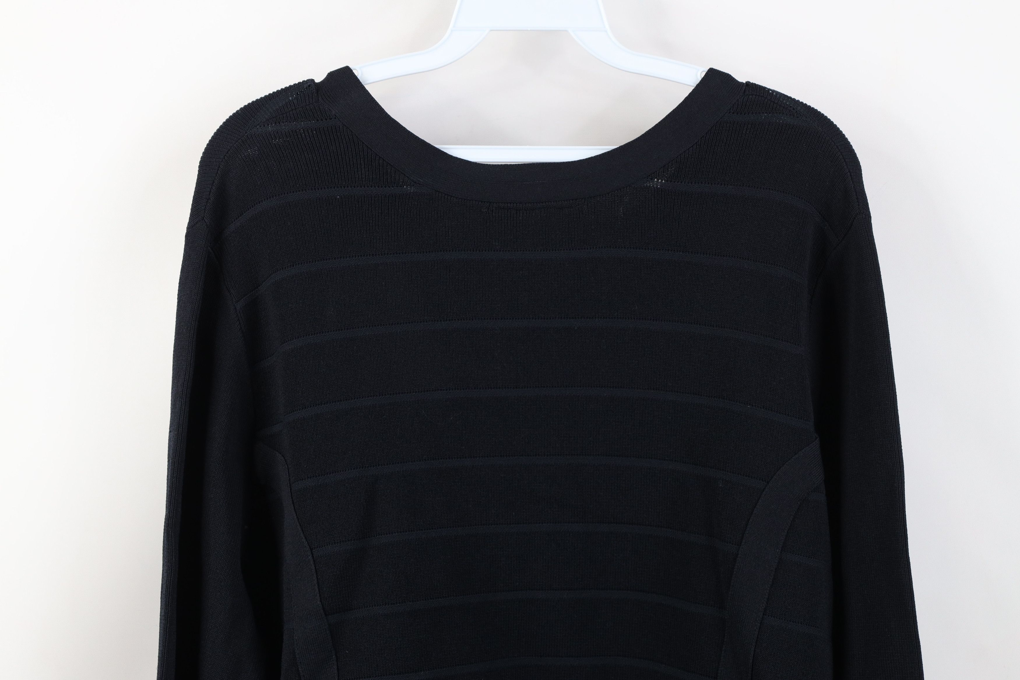 Vintage New Lane Bryant Ribbed Knit Full Zip Sweater Jacket Black Size 3XL / US 20-22 - 11 Thumbnail