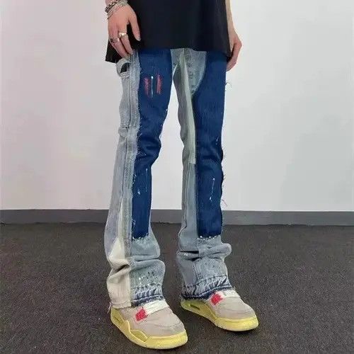 Japanese Brand × Jean Paint Splatter Stacked Denim Jeans y2k retro Size US 32 / EU 48 - 4 Thumbnail
