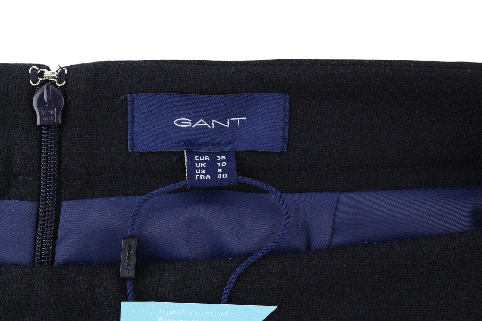 Gant FLANNEL FLARE EU38 Dark Blue Wool Blend Skirt 85357 Size 28" / US 6 / IT 42 - 6 Thumbnail