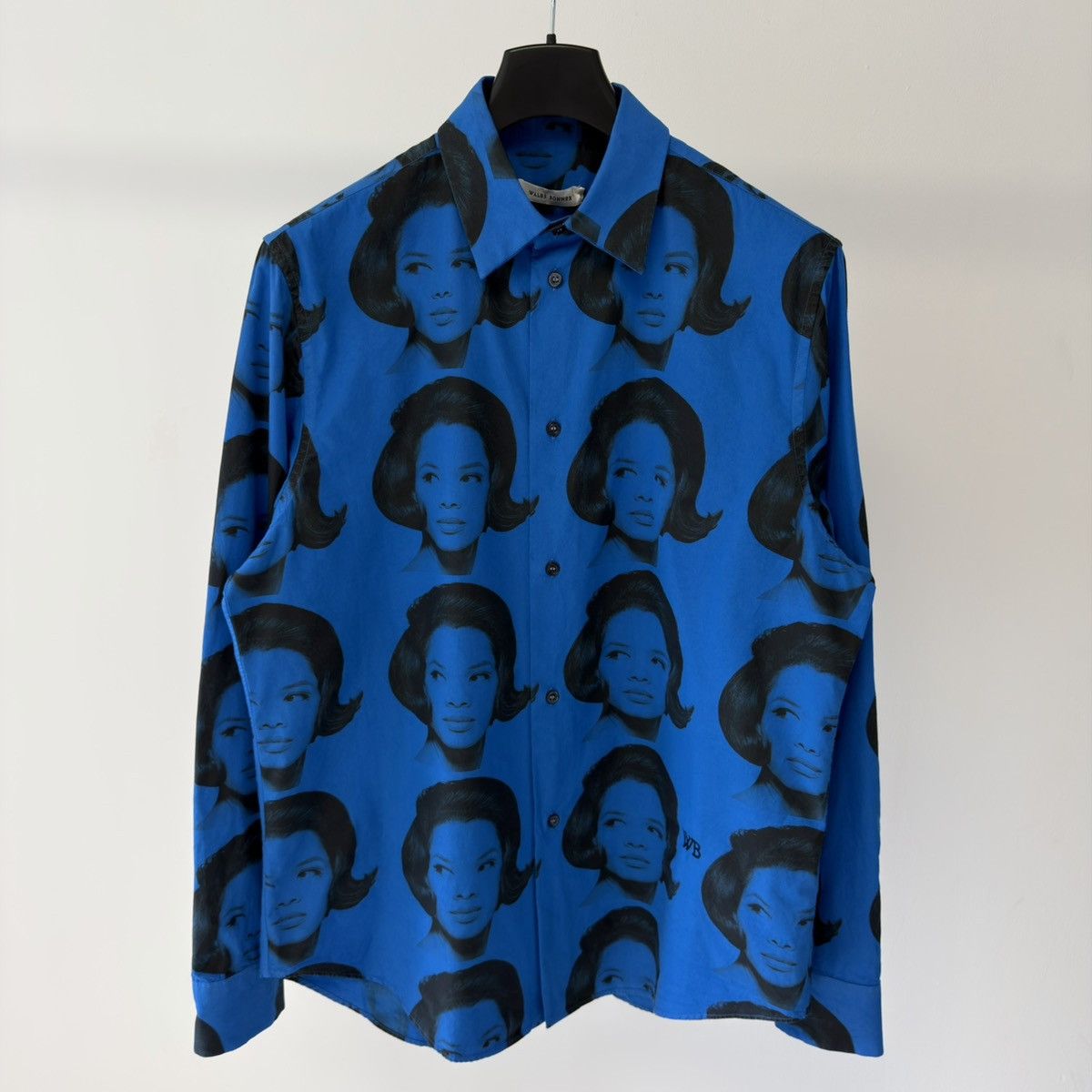 Wales Bonner A/W 25 ‘Selah’ Blue+Black Face Print Shirt Size US L / EU 52-54 / 3 - 16 Thumbnail