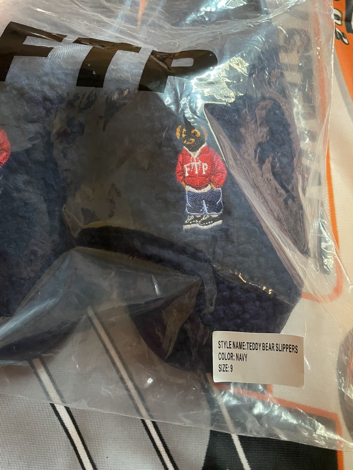 Fuck The Population Fuck The Population FTP Bear Slippers Navy Blue. Size US 9 / EU 42 - 8 Thumbnail