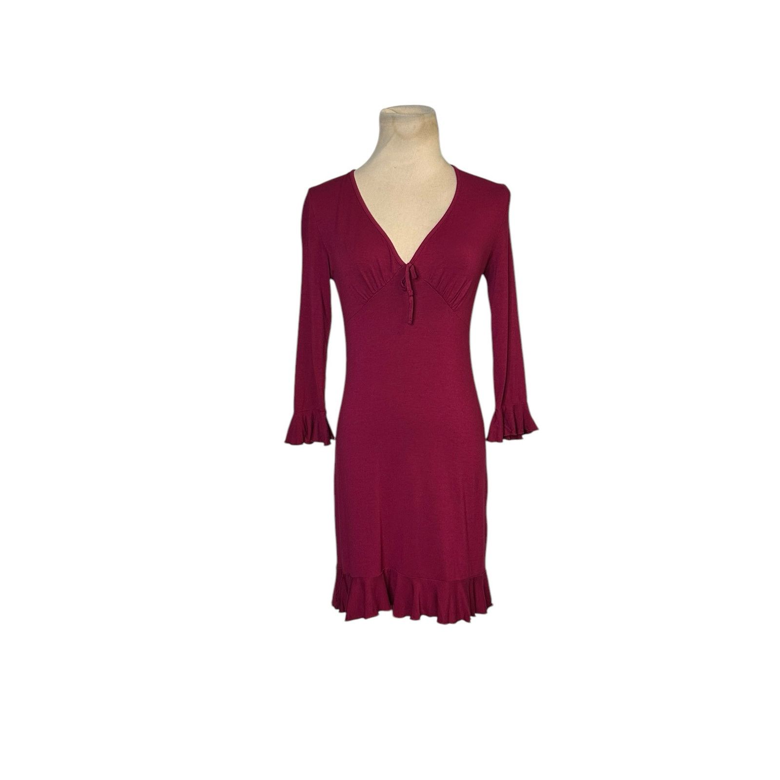 Urban Outfitters Urban Outfitters Grace Burgundy Ruffle Mini Dress size Small Size S / US 4 / IT 40 - 15 Thumbnail