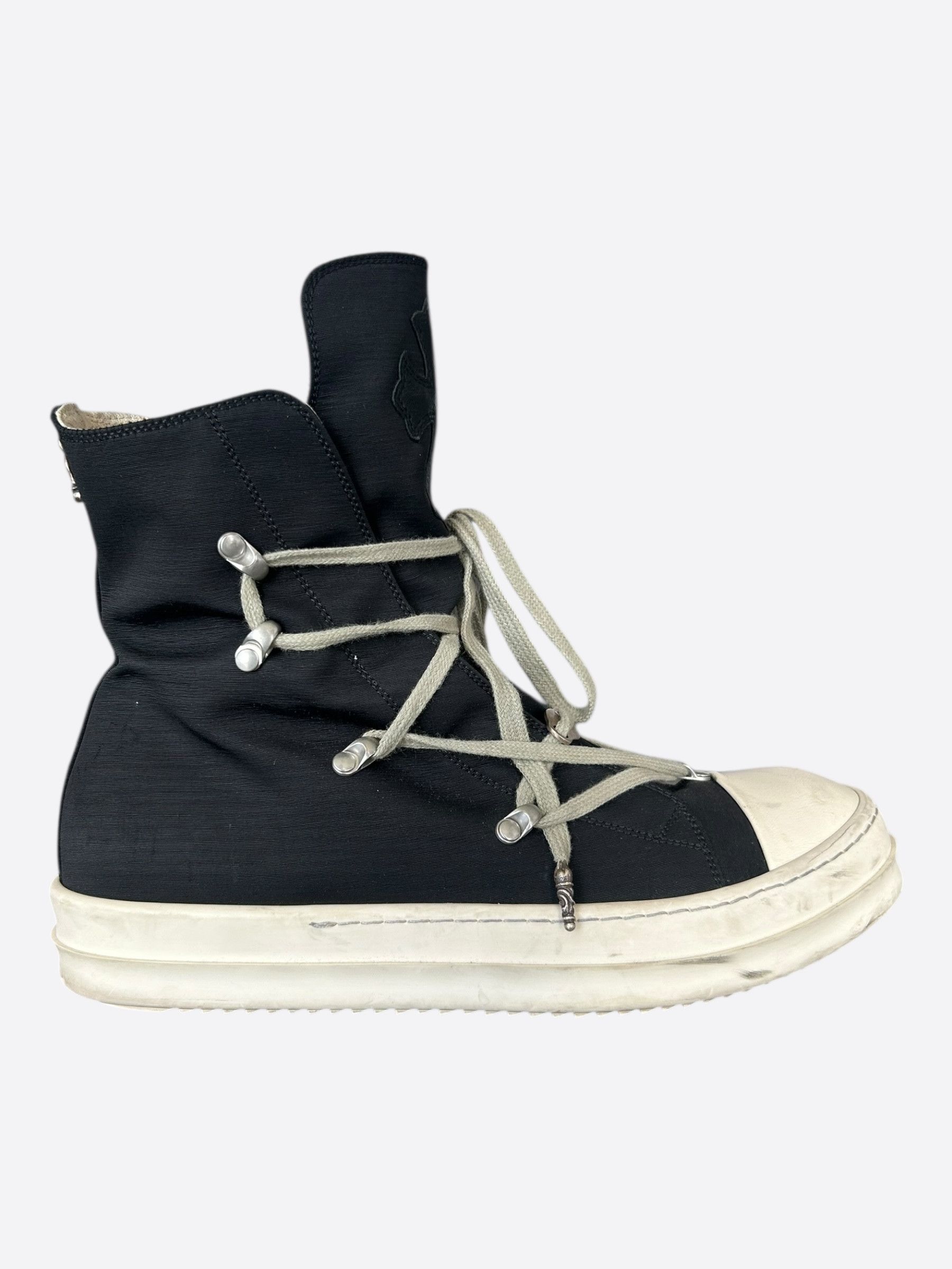 Rick Owens Chrome Hearts Black & White Cross Patch Hexagram Sneakers Size US 10 / EU 43 - 1 Thumbnail
