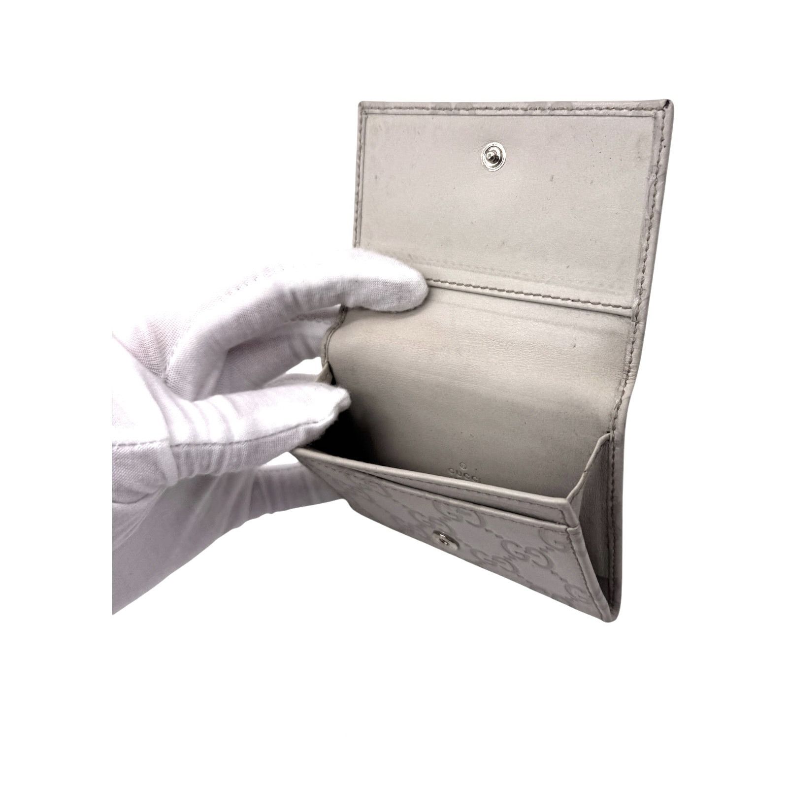 Gucci 🔴 Gucci Card Wallet - Chalk Guccissima Leather Size ONE SIZE - 7 Thumbnail