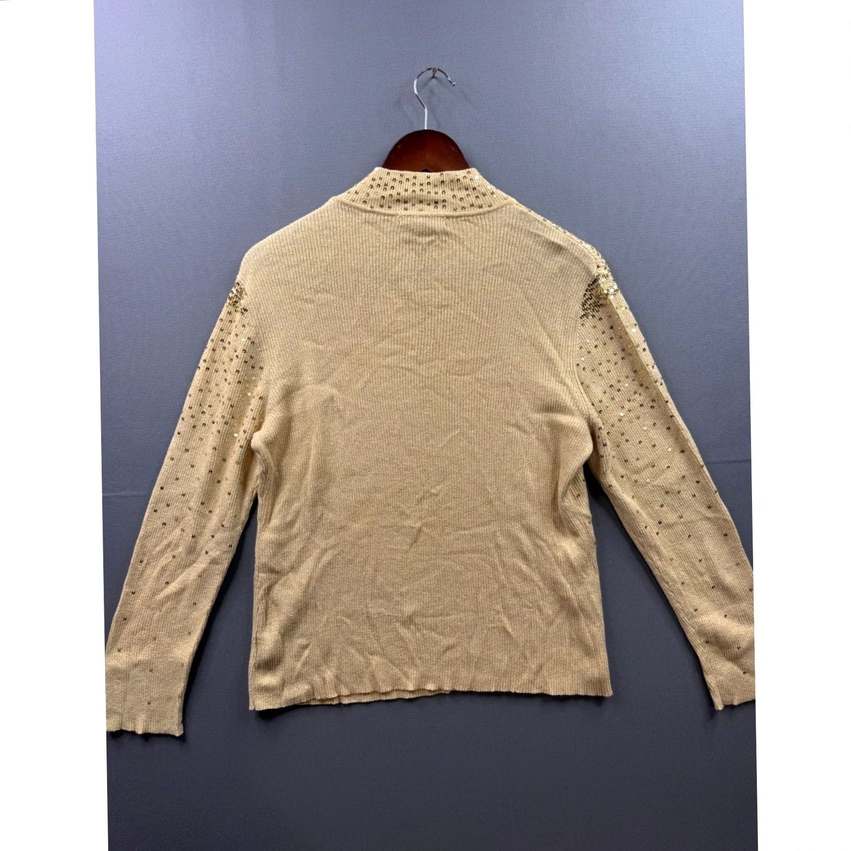 Vintage VINTAGE Designers Originals Gold Sequin Mock Neck Ribbed Metallic Knit Sweater Womens XL Size XL / US 12-14 / IT 48-50 - 6 Thumbnail