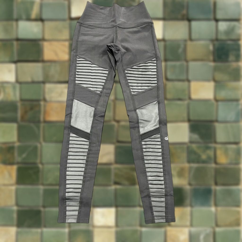 VINTAGE ALO YOGA High-Waist Moto Leggings Women's Size S Black