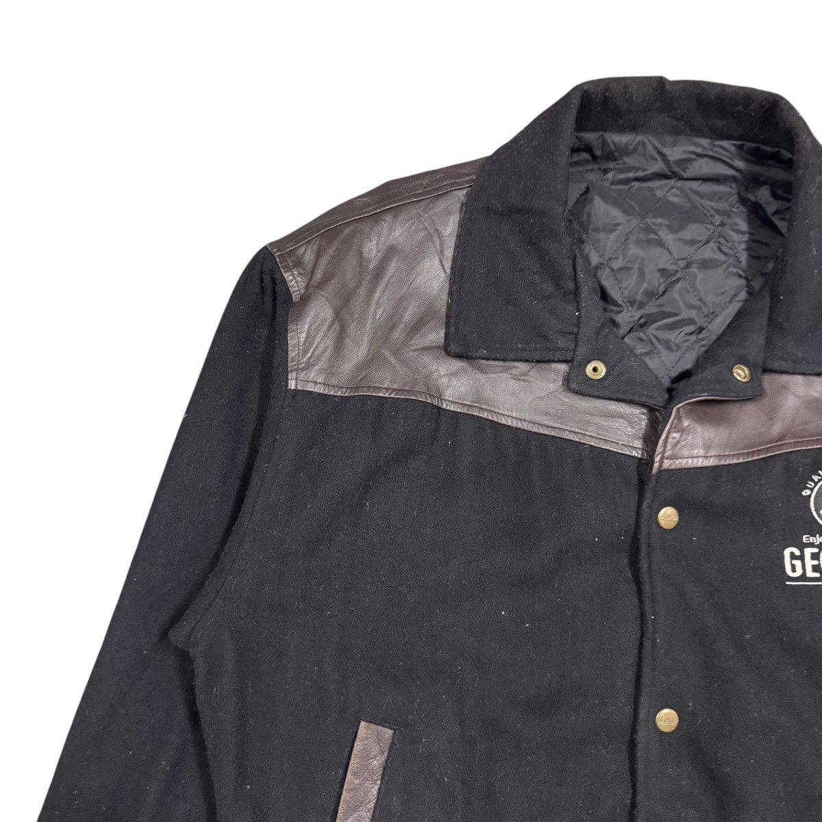 Vintage Vtg🔥90’s Georgia Coffee Varsity Leather/Wool Jacket Size US L / EU 52-54 / 3 - 8 Thumbnail
