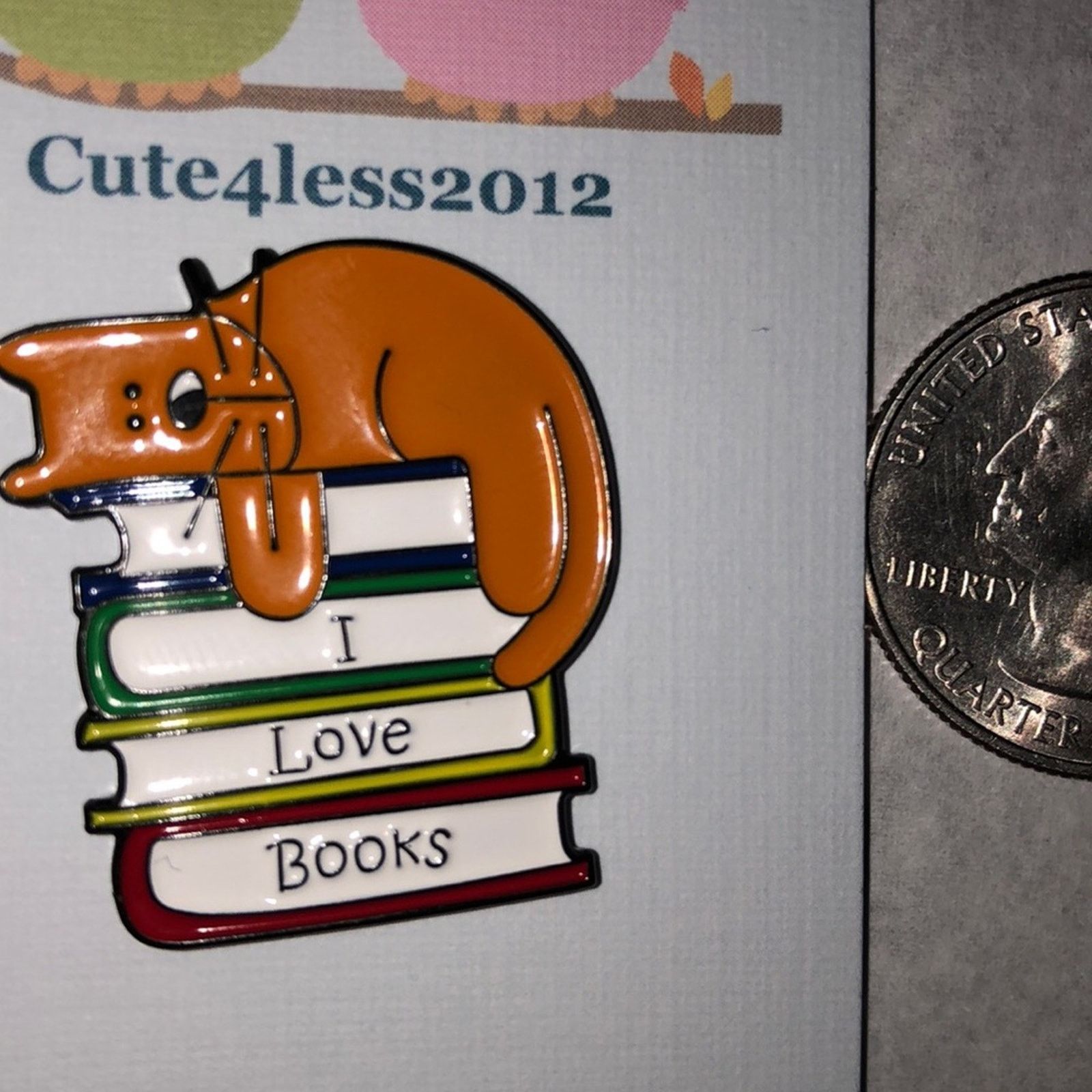 Other I Love Books Cat Pin Brooch Size ONE SIZE - 1 Thumbnail