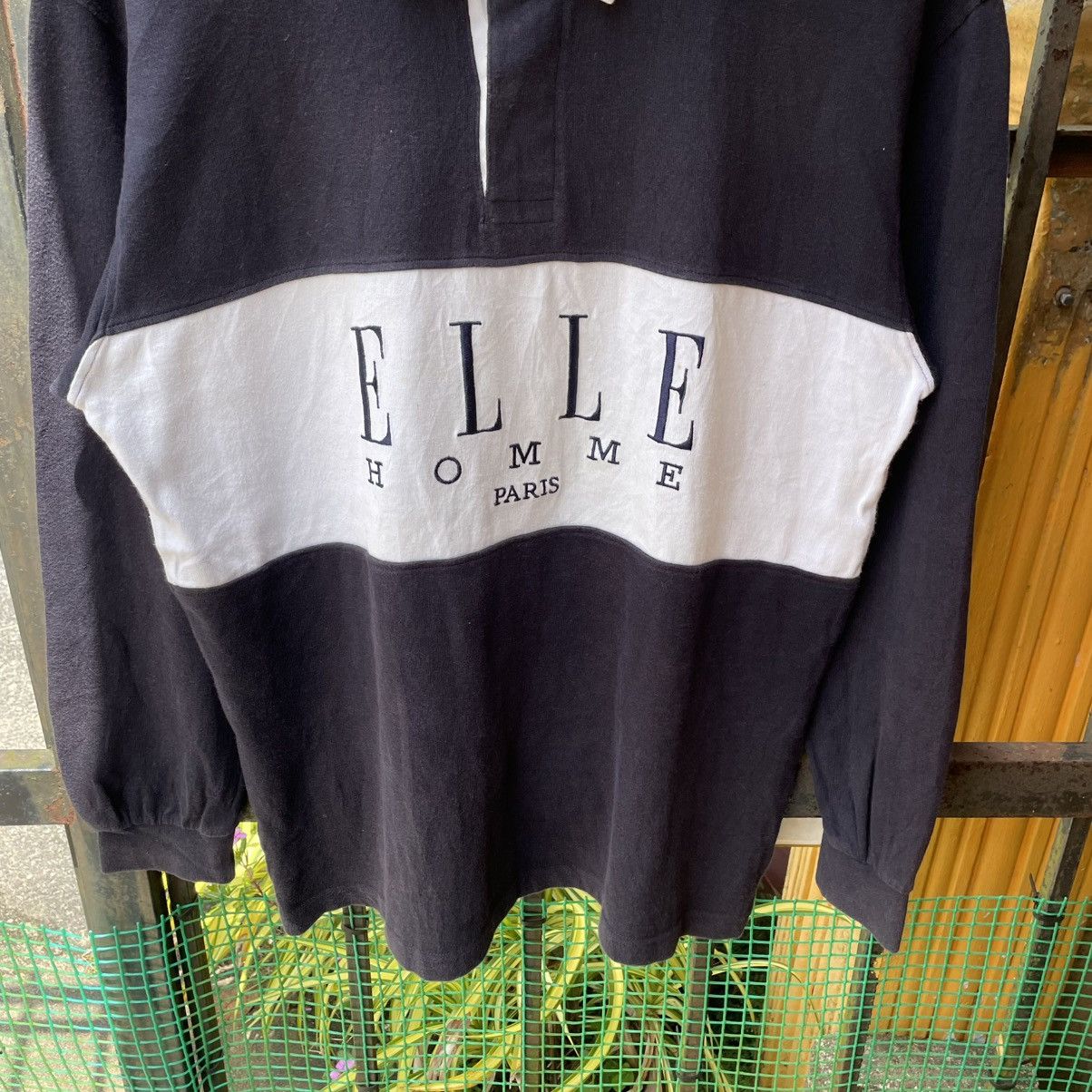 Designer × Vintage 🔥Vintage 90s Elle Homme Paris Stripes Polos Rugby Shirts Size US M / EU 48-50 / 2 - 5 Thumbnail