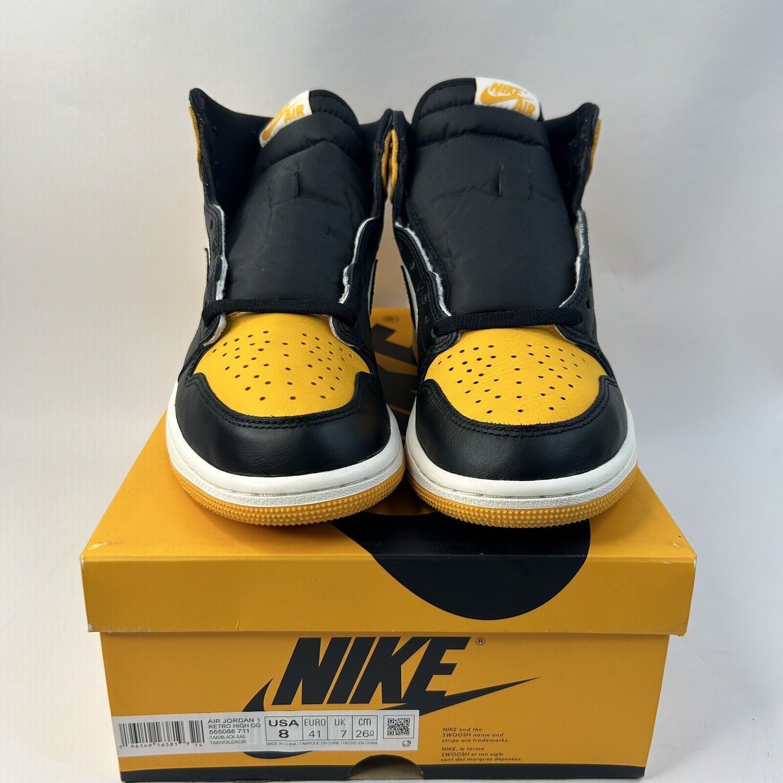 Nike Nike Air Jordan 1 Retro High OG “Yellow Toe/Taxi” 2024 Size US 8 / EU 41 - 2 Thumbnail