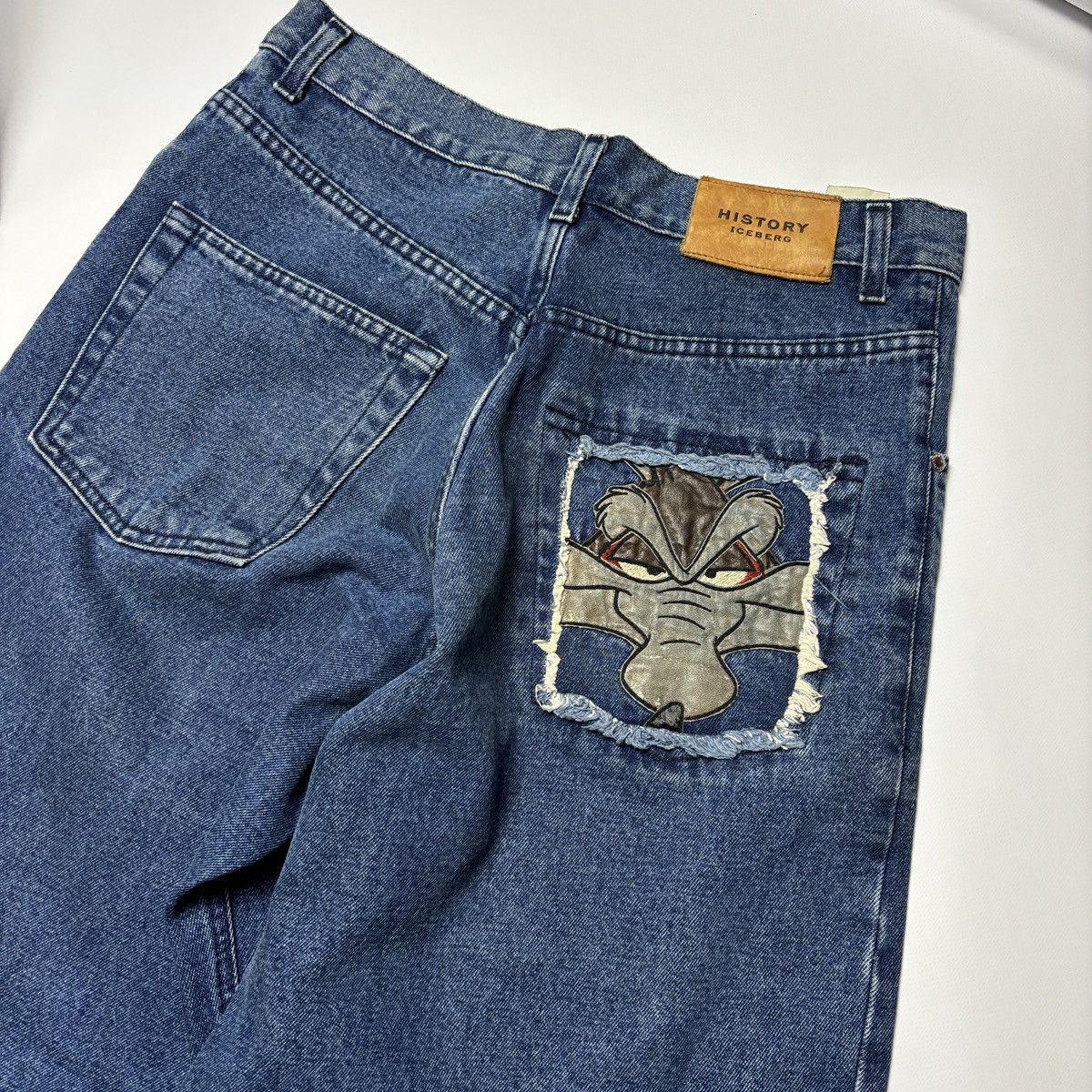 Pull Vintage Iceberg Avec Motif Daffy Duck Loufoque - Taille 2XL, Gris, Acrylique, Pour Homme, Occasion En Très Bon état