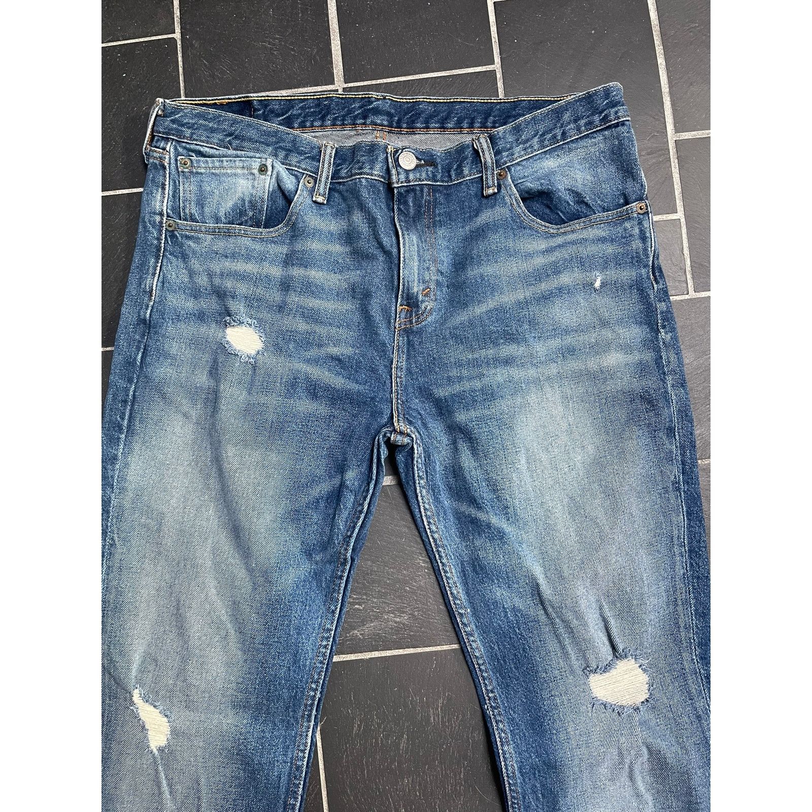Levi's Levi Blue Denim Distressed Flared Jeans Size 34 x 30 Size US 34 / EU 50 - 2 Thumbnail