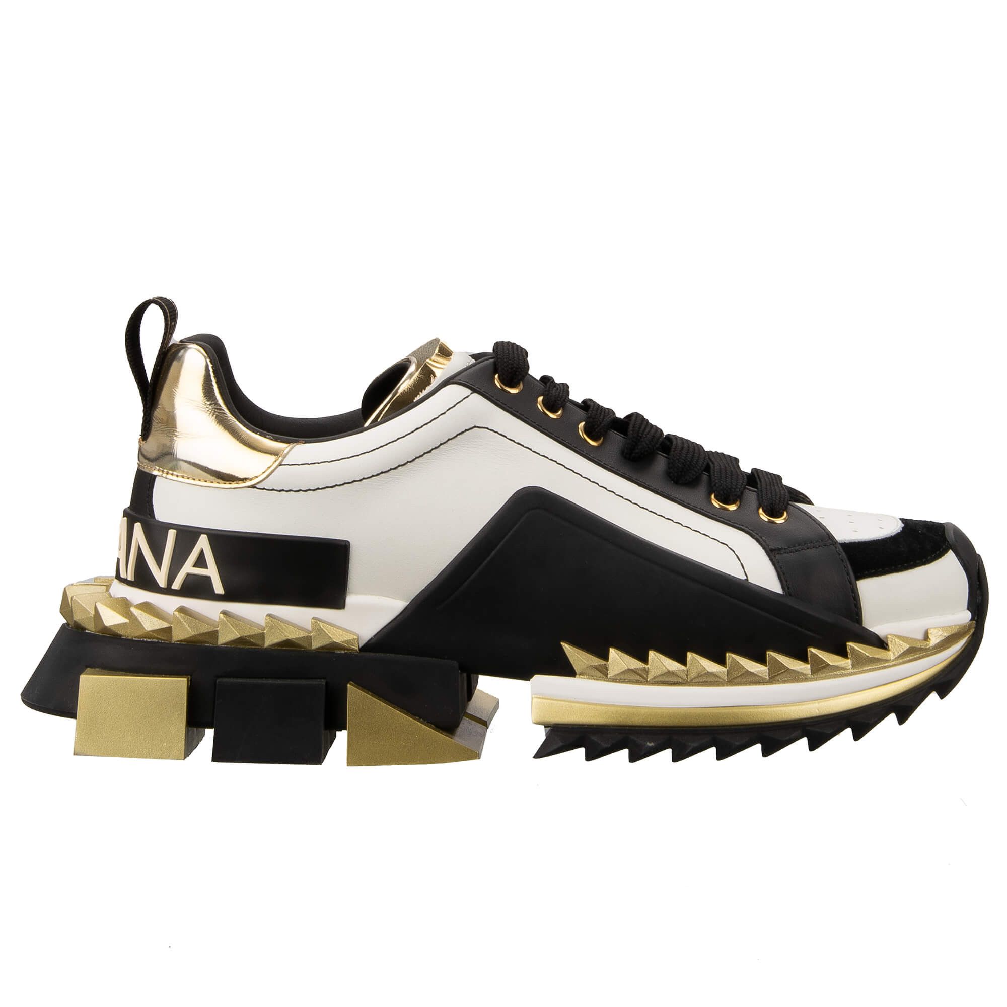 Dolce Gabbana DG Logo Men Leather Sneaker SUPER KING Gold