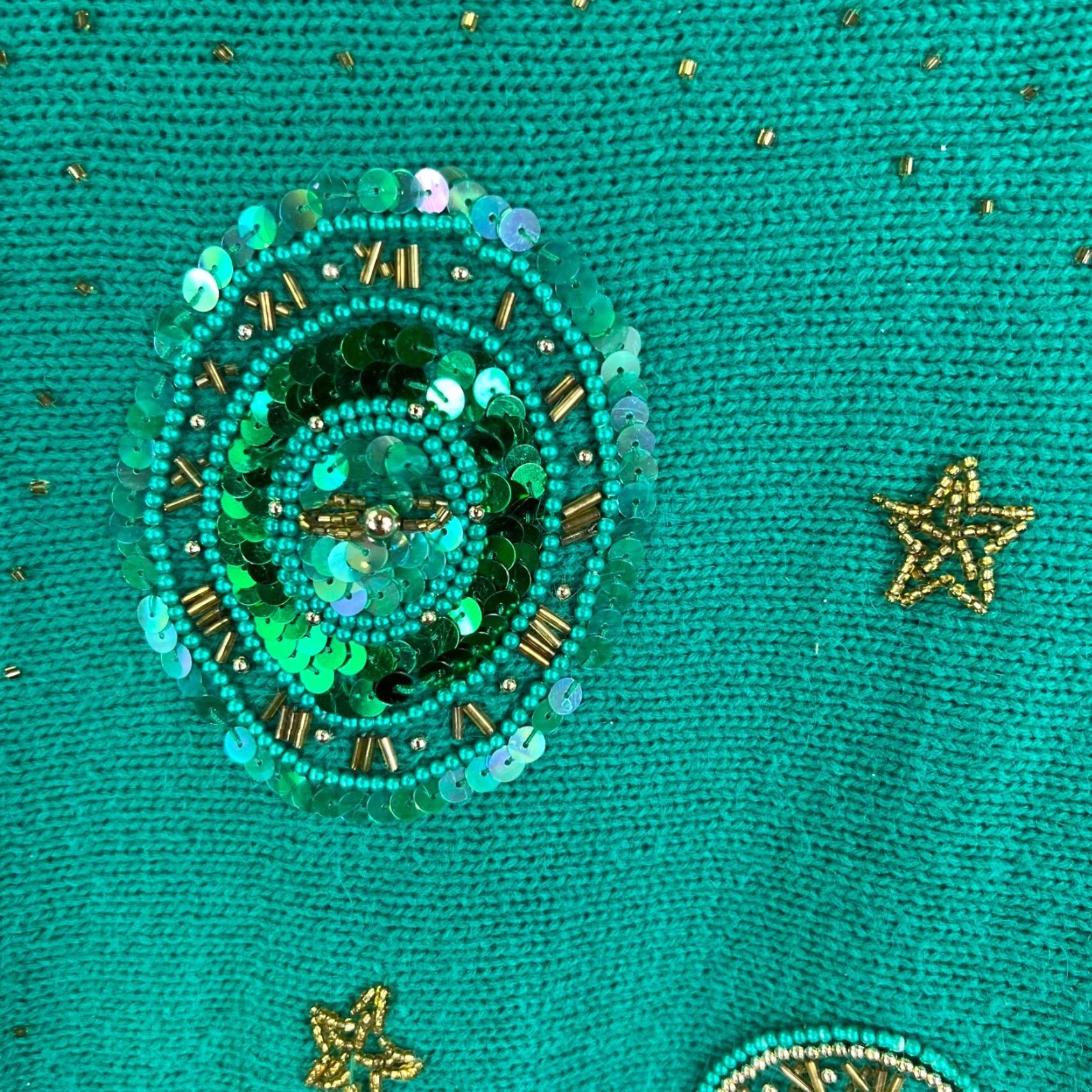 Vintage VINTAGE Western Connection Jeweled Sweater Womens Size M Green Geometric 80s 90s Western Size M / US 6-8 / IT 42-44 - 3 Thumbnail