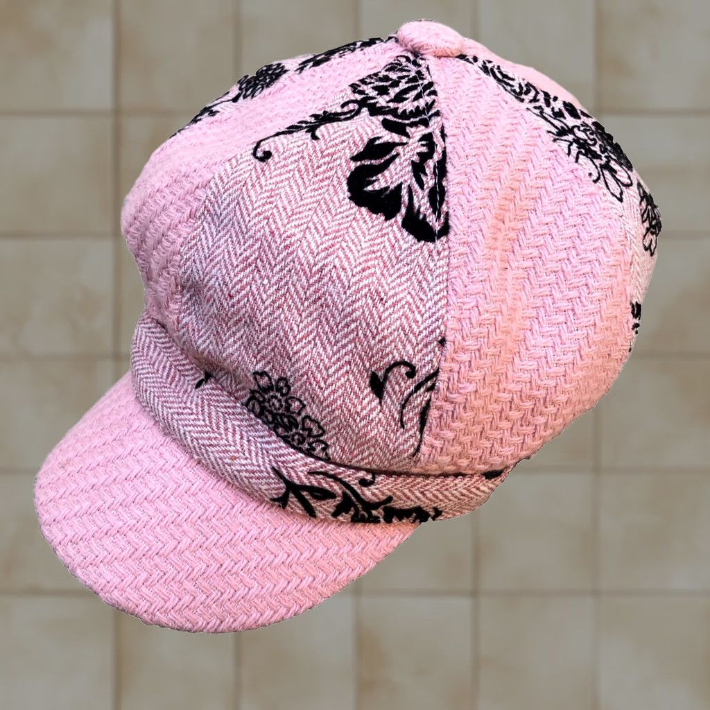 Pinko VINTAGE UBI Hats Floral Newsboy Hat Women's One Size Pink Cap Woven Size ONE SIZE - 1 Thumbnail
