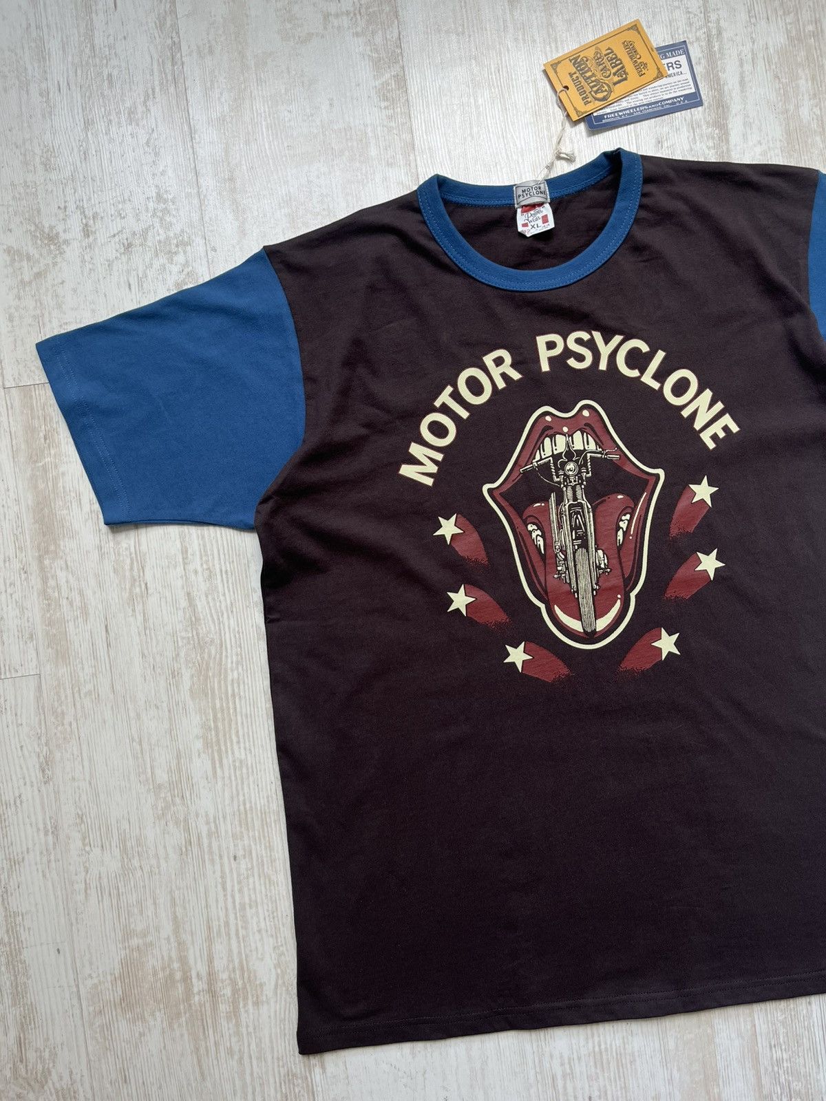 Freewheelers Power Wear Motor Psyclone LEWD CYCLE Brown T-Shirt Japan Size US XL / EU 56 / 4 - 3 Thumbnail