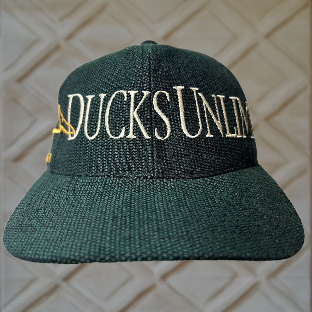 Vintage VINTAGE Ducks Unlimited Hat Cap 90s Strapback Embroidered Big Spellout Outdoors Mens One Size Green Cap Size ONE SIZE - 1 Thumbnail