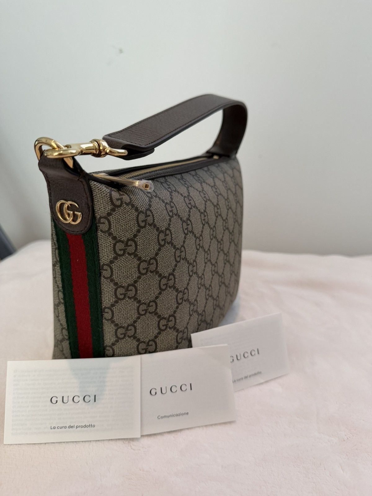 Gucci Gucci Ophidia GG Monogram Shoulder Bag Brown Leather Size ONE SIZE - 1 Thumbnail