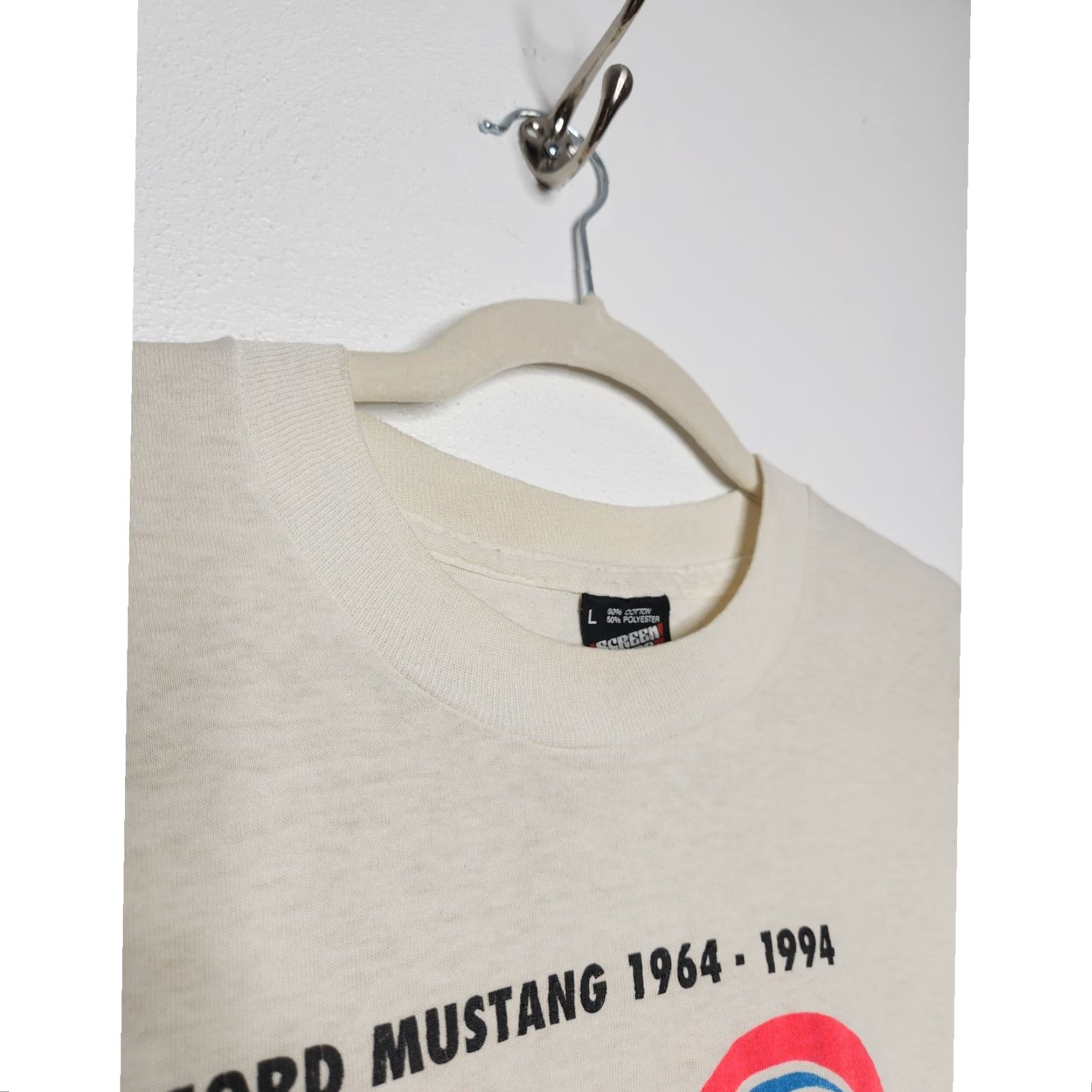 Vintage VINTAGE Ford Mustang Shirt Mens L Distressed 30 Years Single Stitch White Grunge Car Screen Stars Size US L / EU 52-54 / 3 - 4 Thumbnail