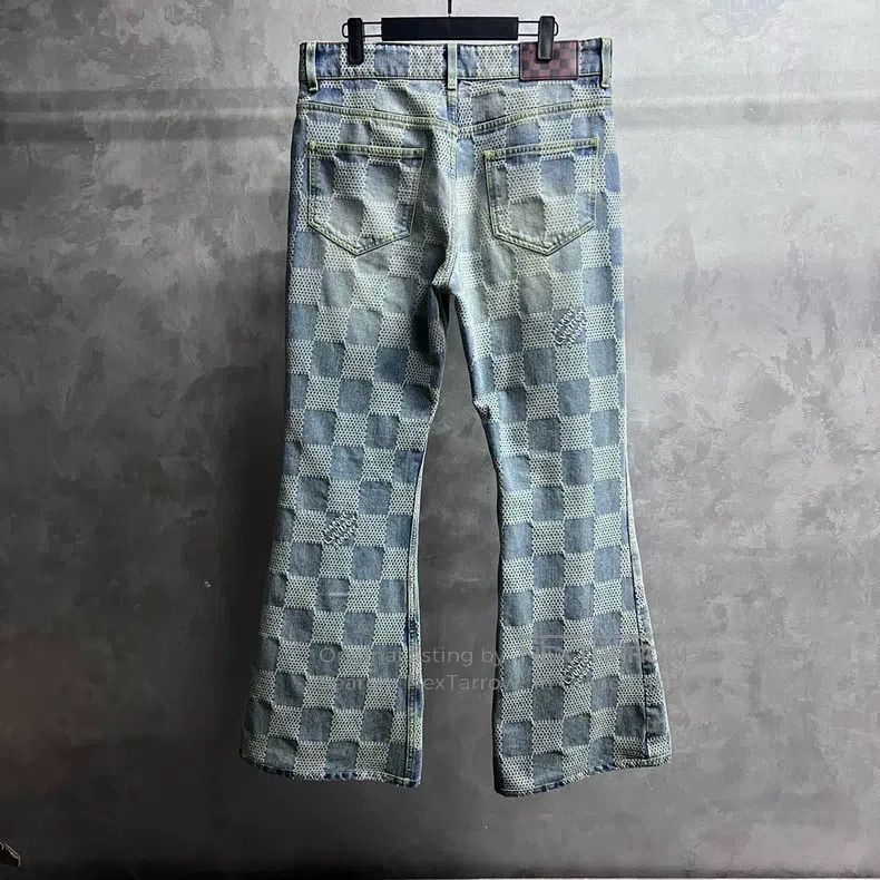 Louis Vuitton Louis Vuitton Blue plaid zippered flared casual jeans Size US 32 / EU 48 - 6 Thumbnail