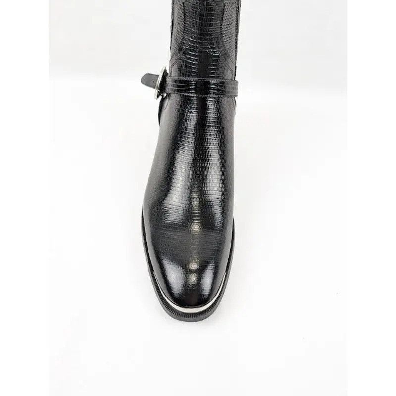 Celine o1rshd1 Chelsea Lizard Stamped Calfskin Issac Boots in Black Size US 7 / EU 40 - 5 Thumbnail