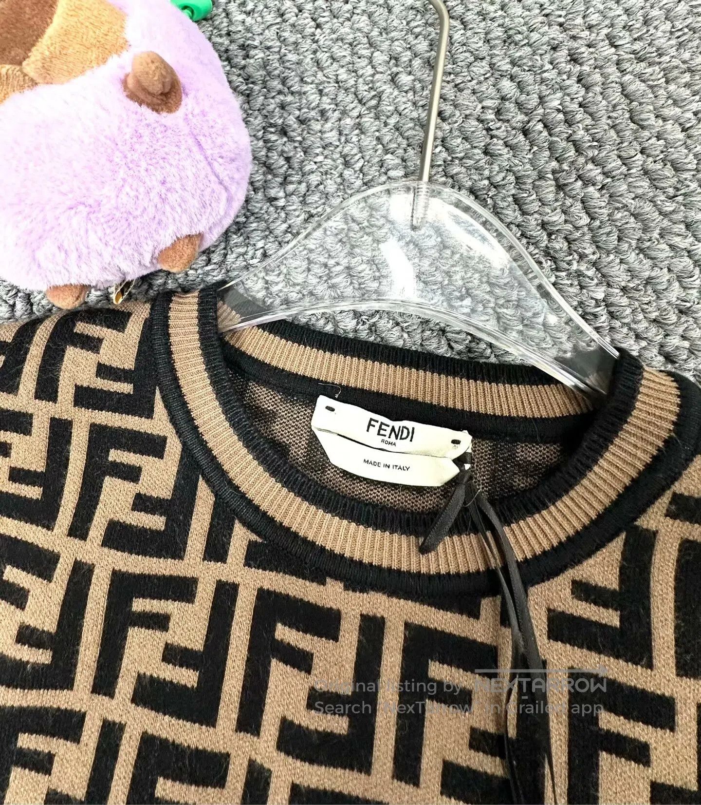 Fendi FENDI Brown All-over Printed Logo Knit Short Sleeve| Size XS / US 0-2 / IT 36-38 - 3 Thumbnail