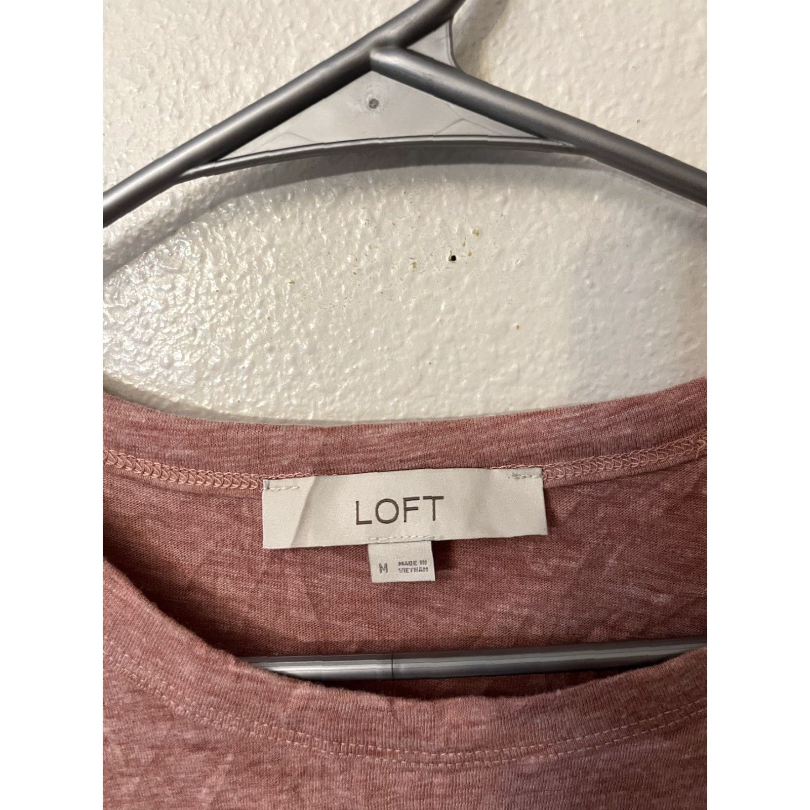 Loft LOFT Pink Puff Sleeve Crew Neck Blouse M Women Long Sleeve Stretch Top Size M / US 6-8 / IT 42-44 - 2 Thumbnail