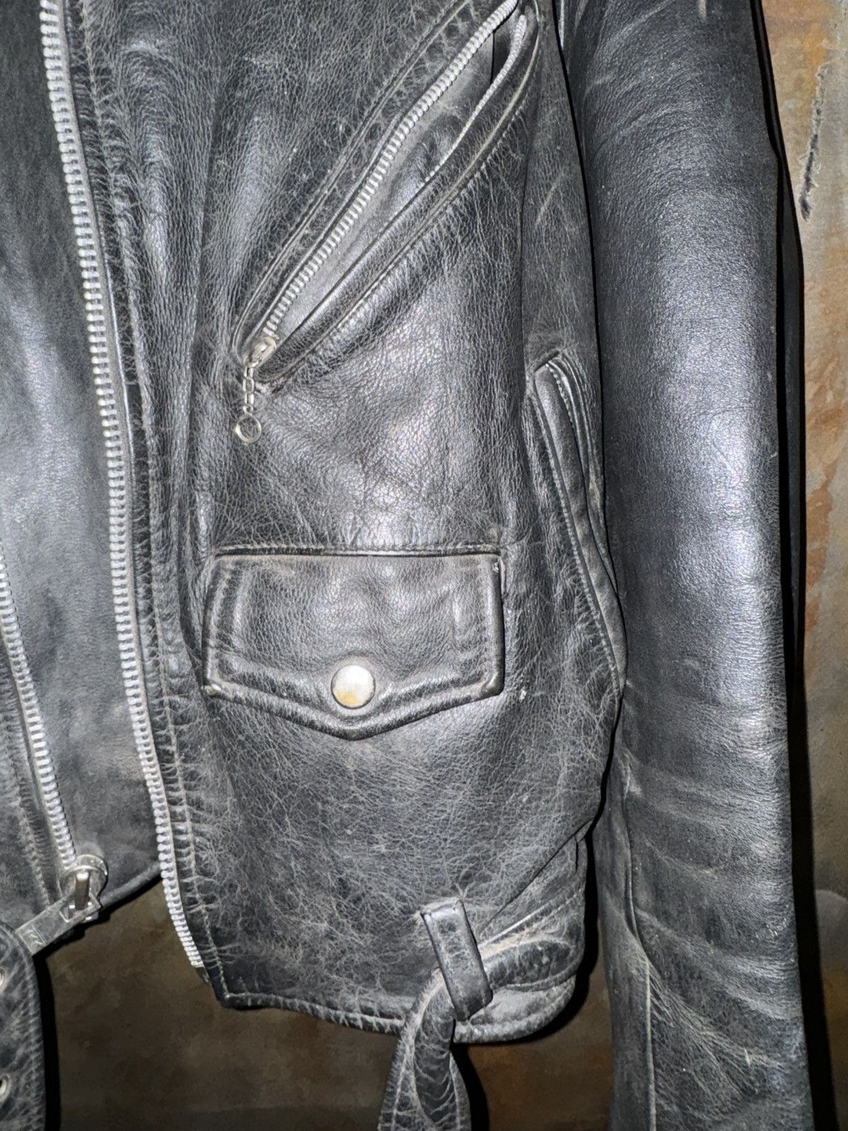 Other Vintage Aged Genuine Leather Cropped Biker Jacket🏴‍☠️ Size US S / EU 44-46 / 1 - 3 Thumbnail