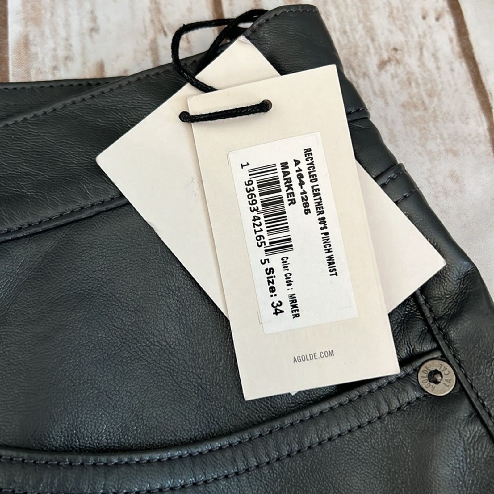 Agolde Agolde Recycled Leather 90's Pinch Waist Pants in Marker Size 34" / US 12 / IT 48 - 7 Thumbnail