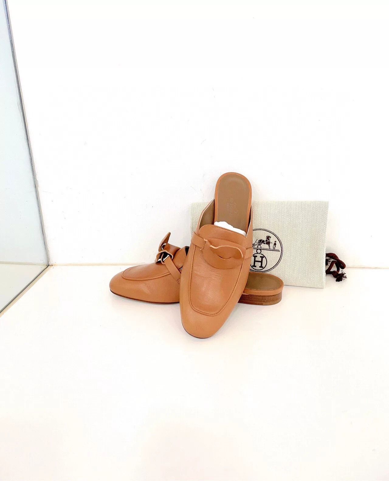 Hermes Hermes Kelly Brown Leather Mules Size US 6 / IT 36 - 1 Thumbnail