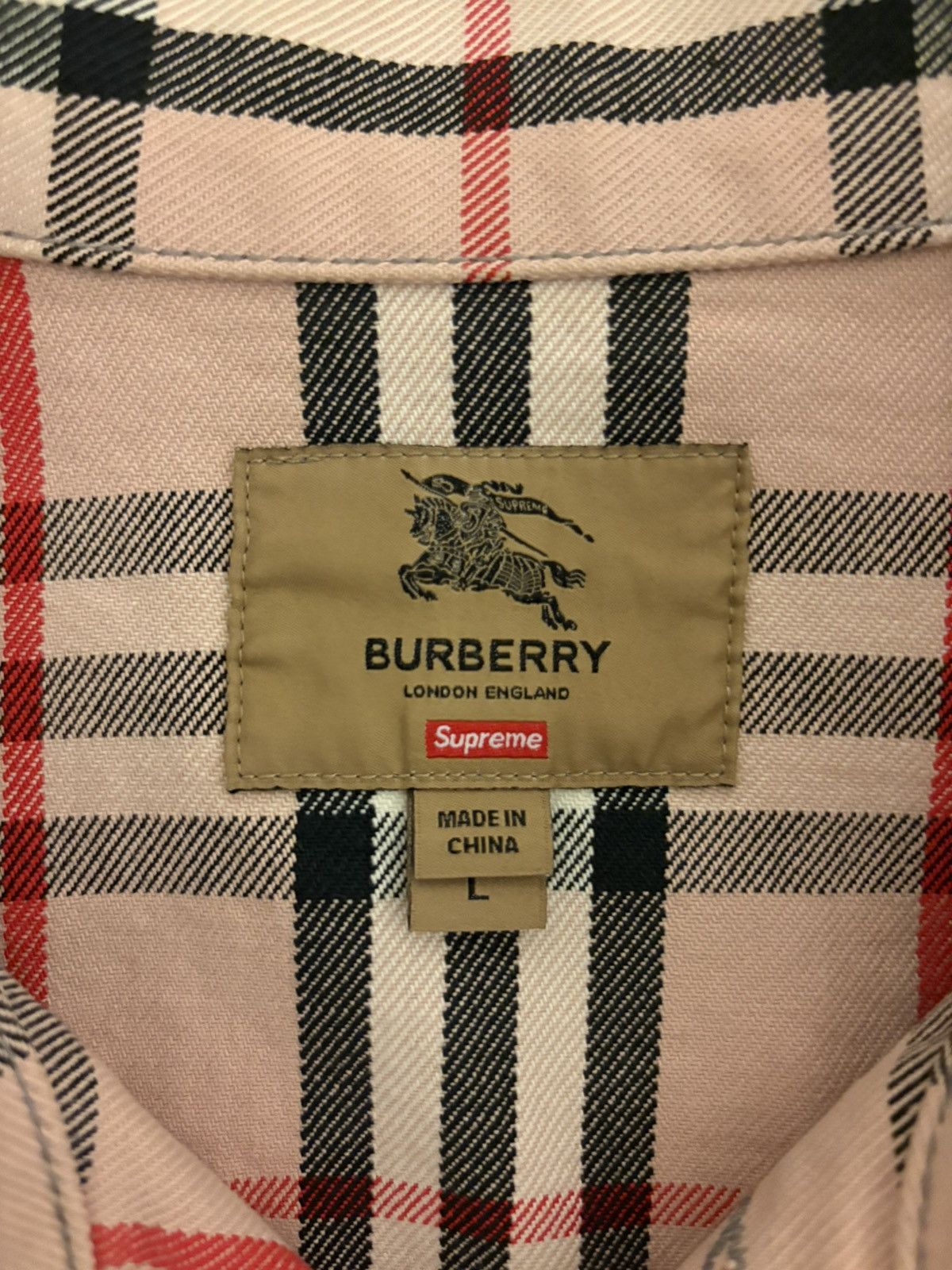 Burberry × Supreme Supreme Burberry Pink Nova Check Denim Jacket Size US L / EU 52-54 / 3 - 6 Thumbnail