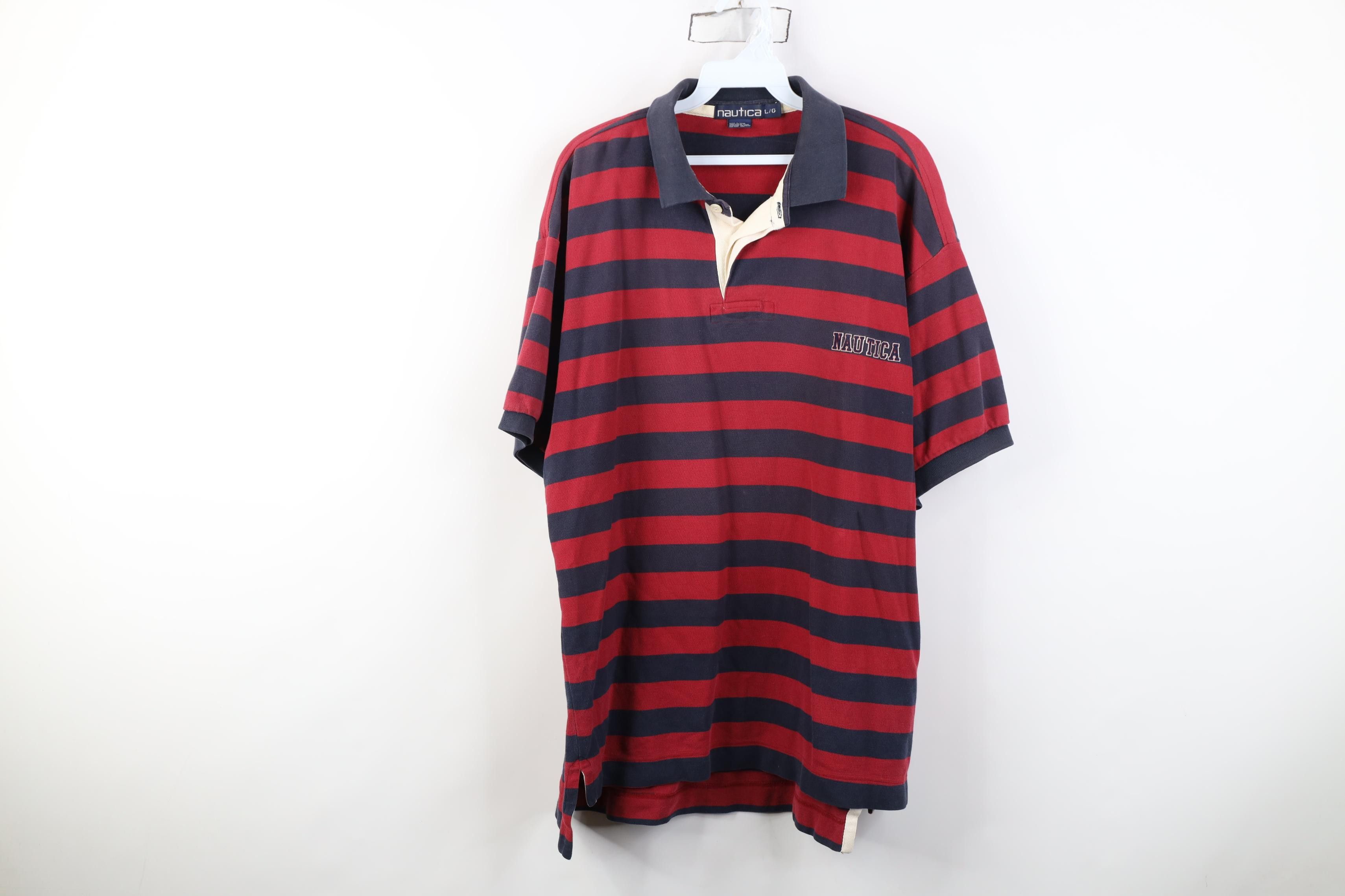 Nautica Vintage 90s Nautica Spell Striped Rugby Polo Shirt Cotton Size US L / EU 52-54 / 3 - 1 Thumbnail