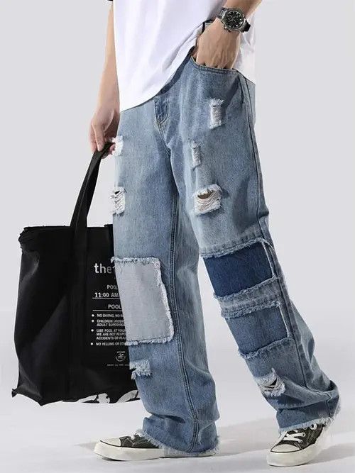 Jean Patch Skate Ripped Denim Jeans Loose fit Size US 36 / EU 52 - 3 Thumbnail