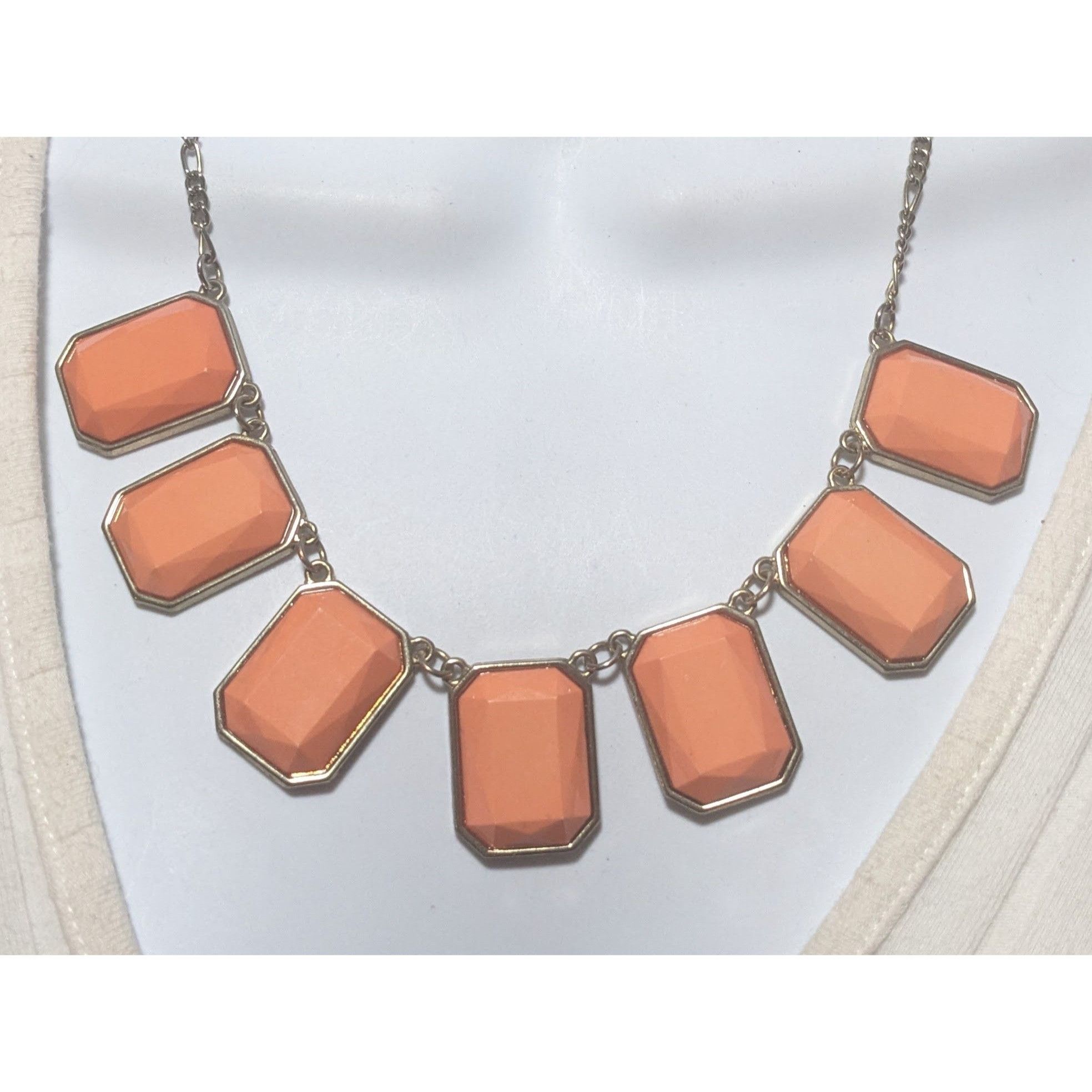 Other Vintage Style Orange Gemstone Statement Necklace Size ONE SIZE - 5 Thumbnail
