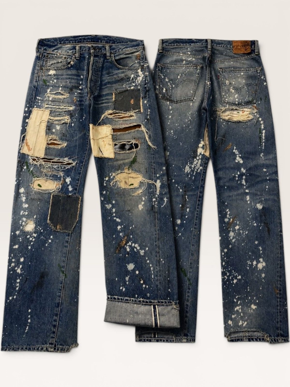 Junya Watanabe × Levi's Vtg Levis 501xx Big E Selvedge Splatter Patchwork Boro Jeans Size US 36 / EU 52 - 1 Thumbnail